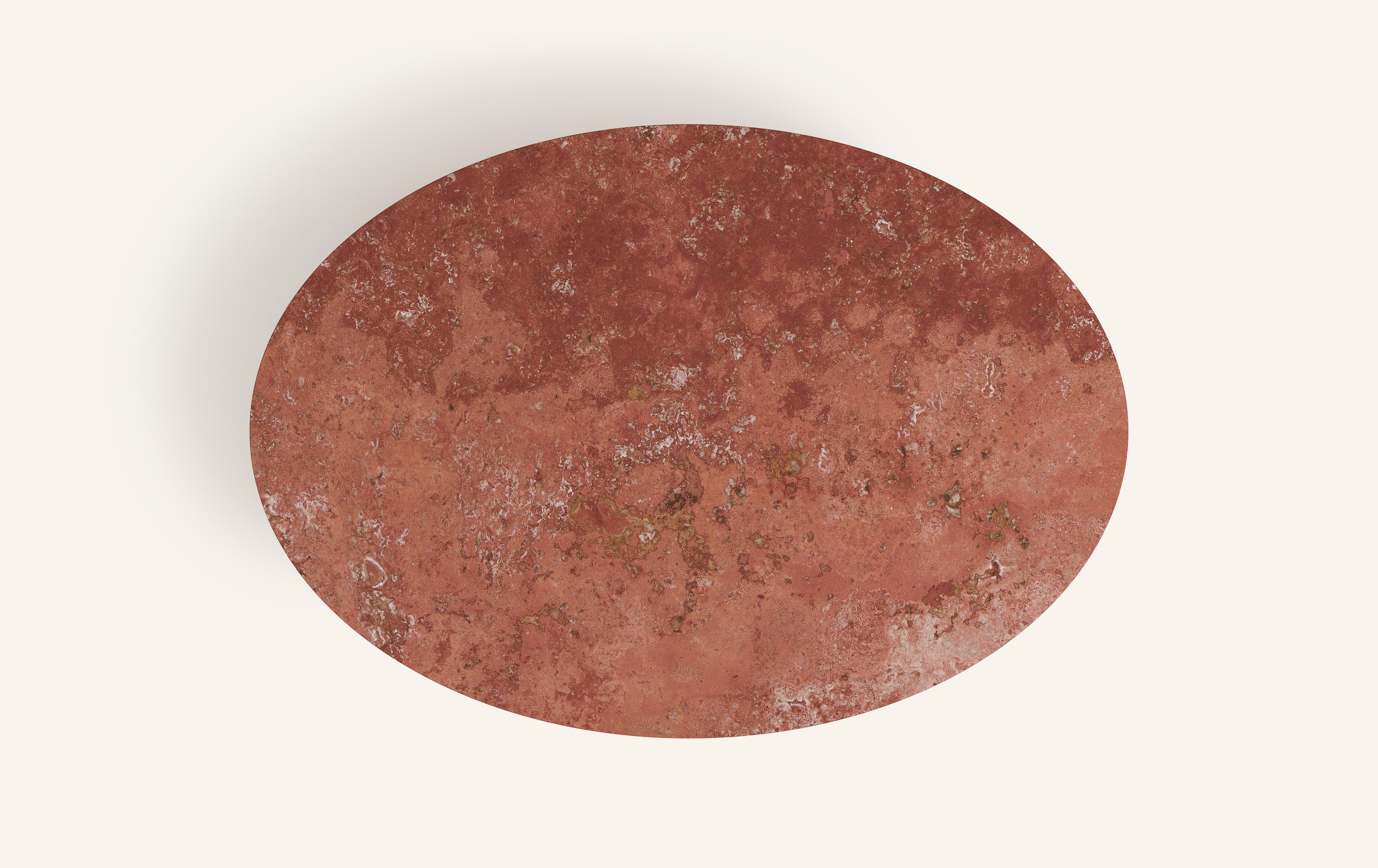 FORM(LA) Sfera table basse ovale 72 L x 48 W x 16 H Travertino Rosso VC Neuf - En vente à Los Angeles, CA