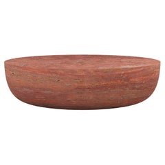 FORM(LA) Sfera Oval Coffee Table 72”L x 48”W x 16”H Travertino Rosso VC