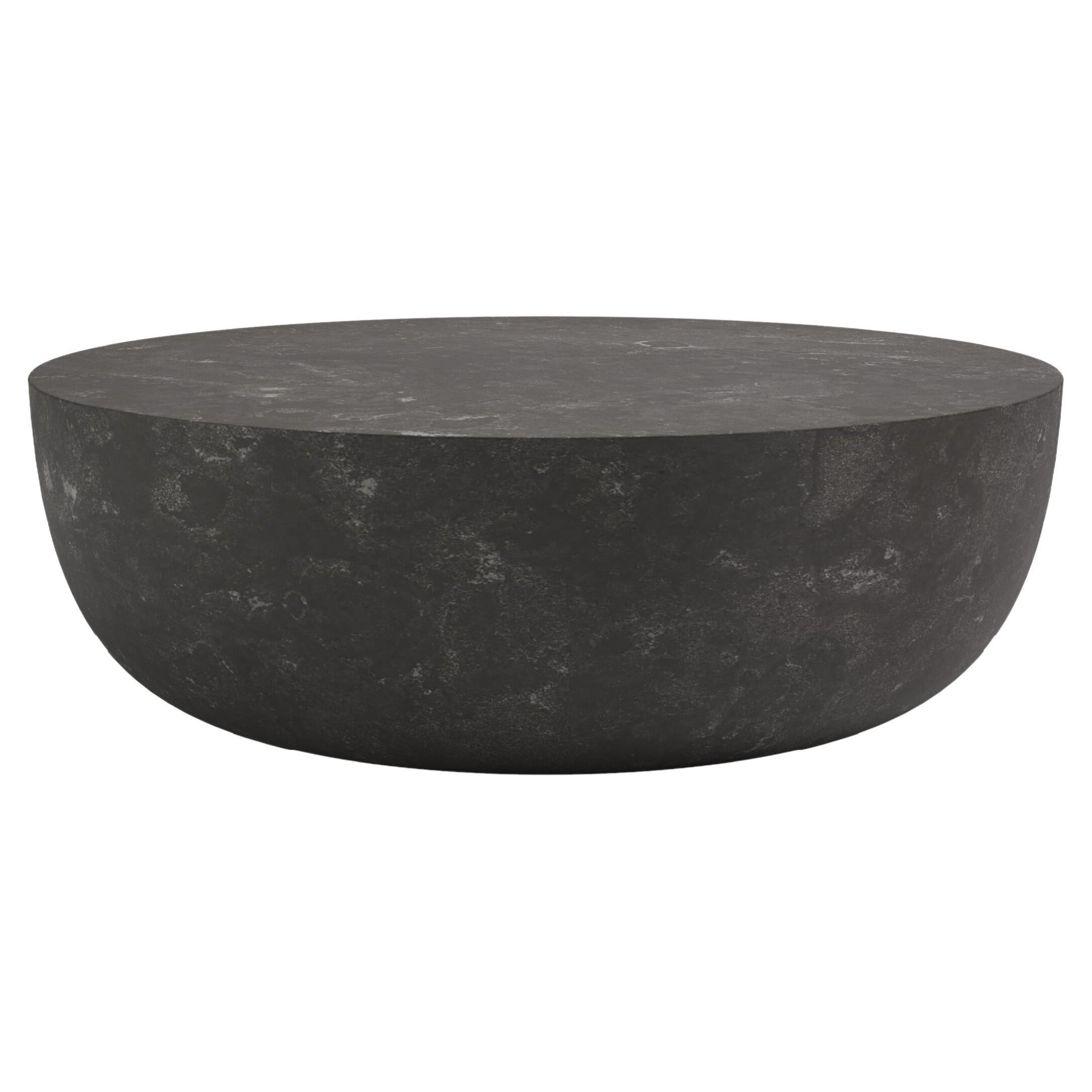 FORM(LA) Sfera Round Coffee Table 36”L x 36”W x 16”H Nero Petite Granite