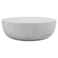 FORM(LA) Sfera Round Coffee Table 42”L x 42”W x 16”H Carrara Bianco Marble