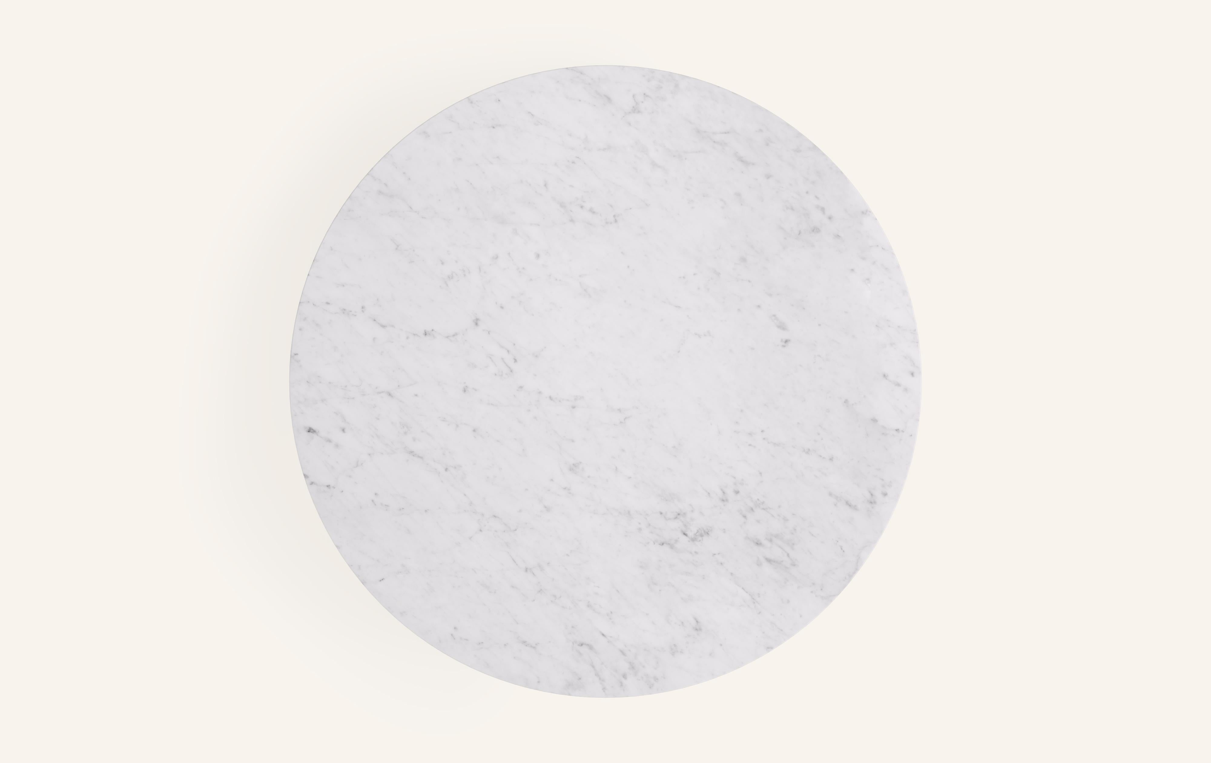 American FORM(LA) Sfera Round Coffee Table 48”L x 48”W x 16”H Carrara Bianco Marble For Sale