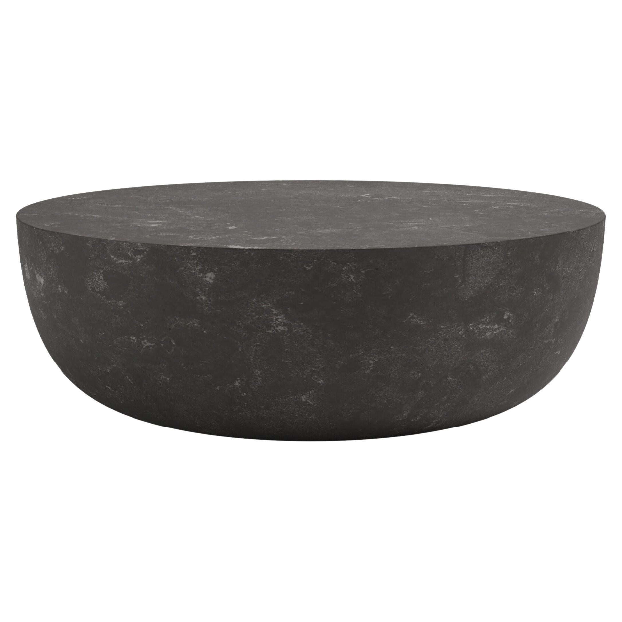 FORM(LA) Sfera Round Coffee Table 60”L x 60”W x 16”H Nero Petite Granite