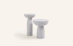 FORM(LA) Sfera Round Side Table 14”L x 14”W x 26”H Carrara Bianco Marble