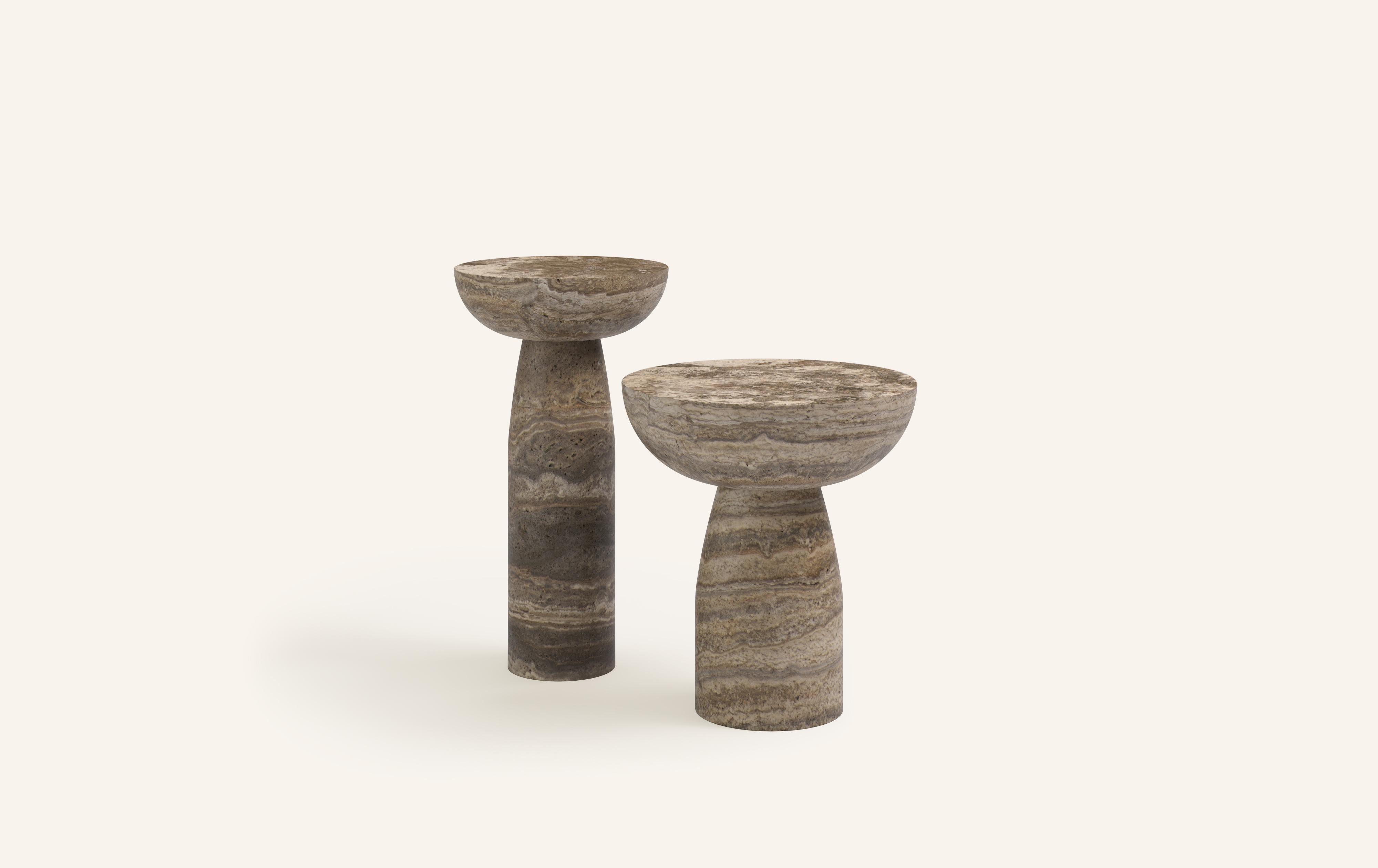 A SLICE OF A ’SPHERE’ OR 'SFERA' IN ITALIAN BALANCES A FLAT SURFACE ATOP AND ROBUST MONOLITH FORM. WITH A BASE SOFTENED BY A CURVED PROFILE, SFERA IS SOFT AND EARTHY IN ITS AVAILABLE STONE SELECTIONS.

DIMENSIONS: (SIDE TABLES SOLD