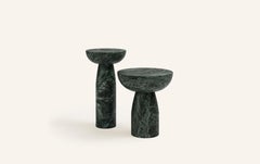 FORM(LA) Sfera Round Side Table 14”L x 14”W x 26”H Verde Guatemala Marble