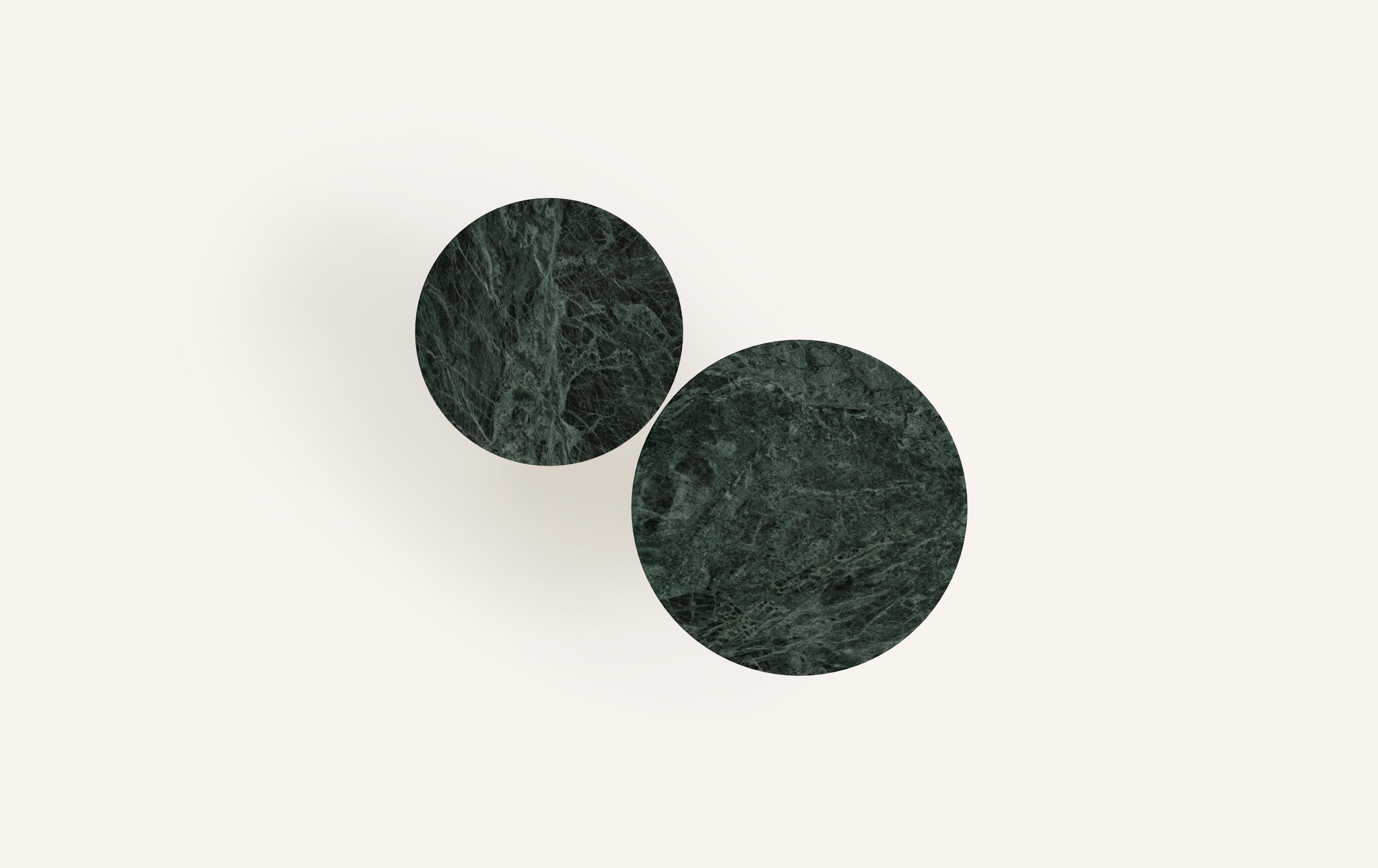 American FORM(LA) Sfera Round Side Table 14”L x 14”W x 26”H Verde Guatemala Marble For Sale