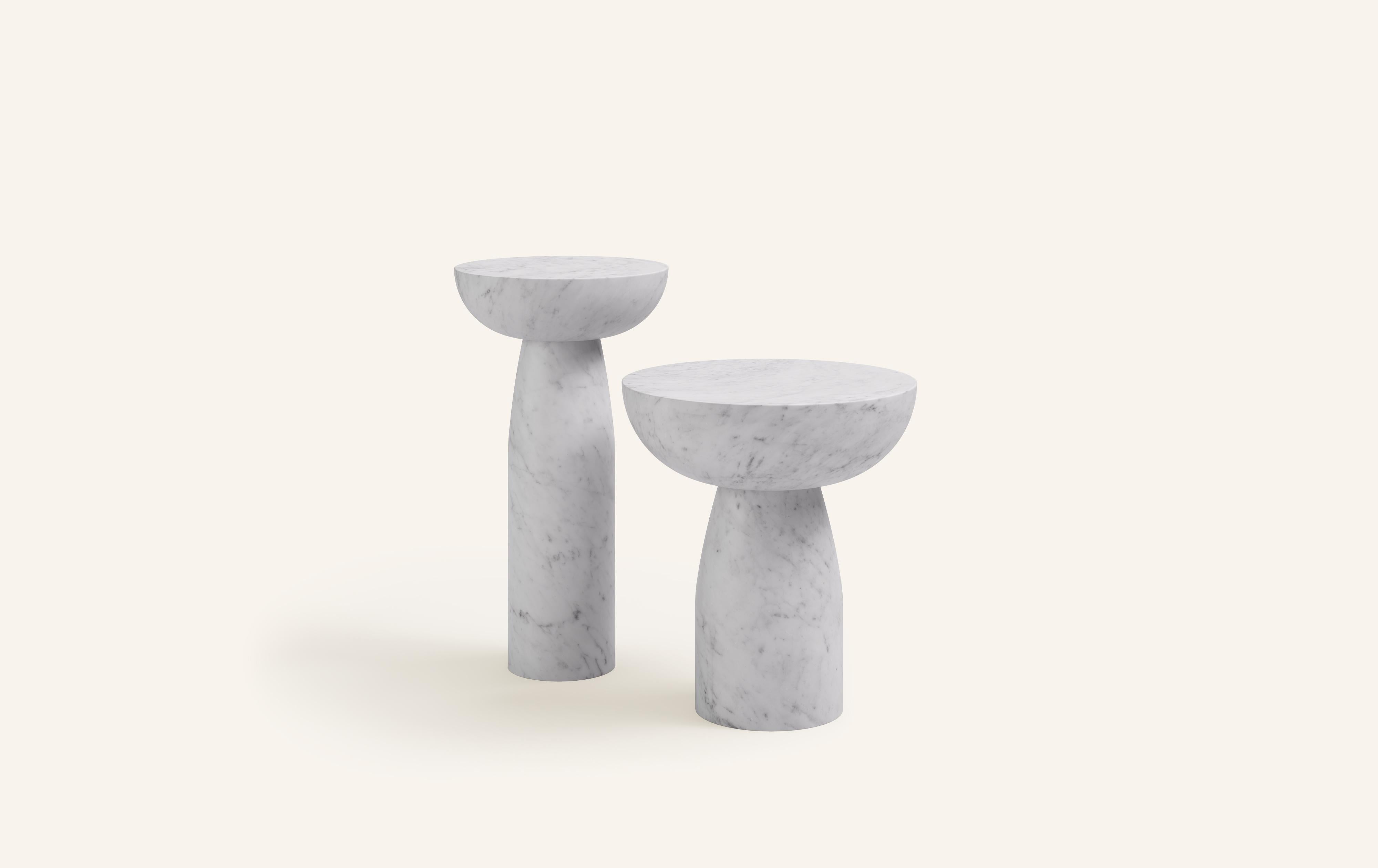 A SLICE OF A ’SPHERE’ OR 'SFERA' IN ITALIAN BALANCES A FLAT SURFACE ATOP AND ROBUST MONOLITH FORM. WITH A BASE SOFTENED BY A CURVED PROFILE, SFERA IS SOFT AND EARTHY IN ITS AVAILABLE STONE SELECTIONS.

DIMENSIONS: (SIDE TABLES SOLD