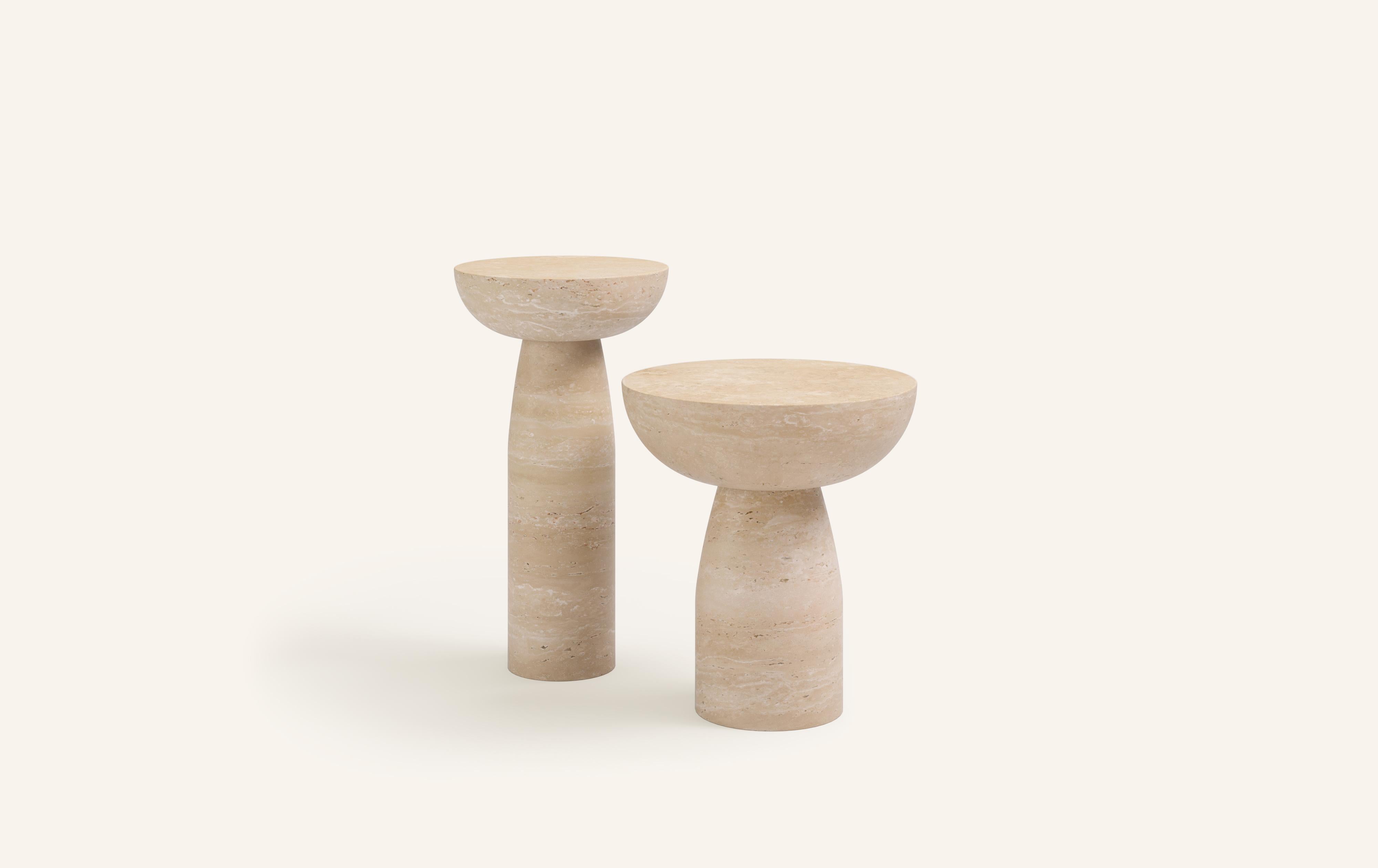 A SLICE OF A ’SPHERE’ OR 'SFERA' IN ITALIAN BALANCES A FLAT SURFACE ATOP AND ROBUST MONOLITH FORM. WITH A BASE SOFTENED BY A CURVED PROFILE, SFERA IS SOFT AND EARTHY IN ITS AVAILABLE STONE SELECTIONS.

DIMENSIONS: (SIDE TABLES SOLD