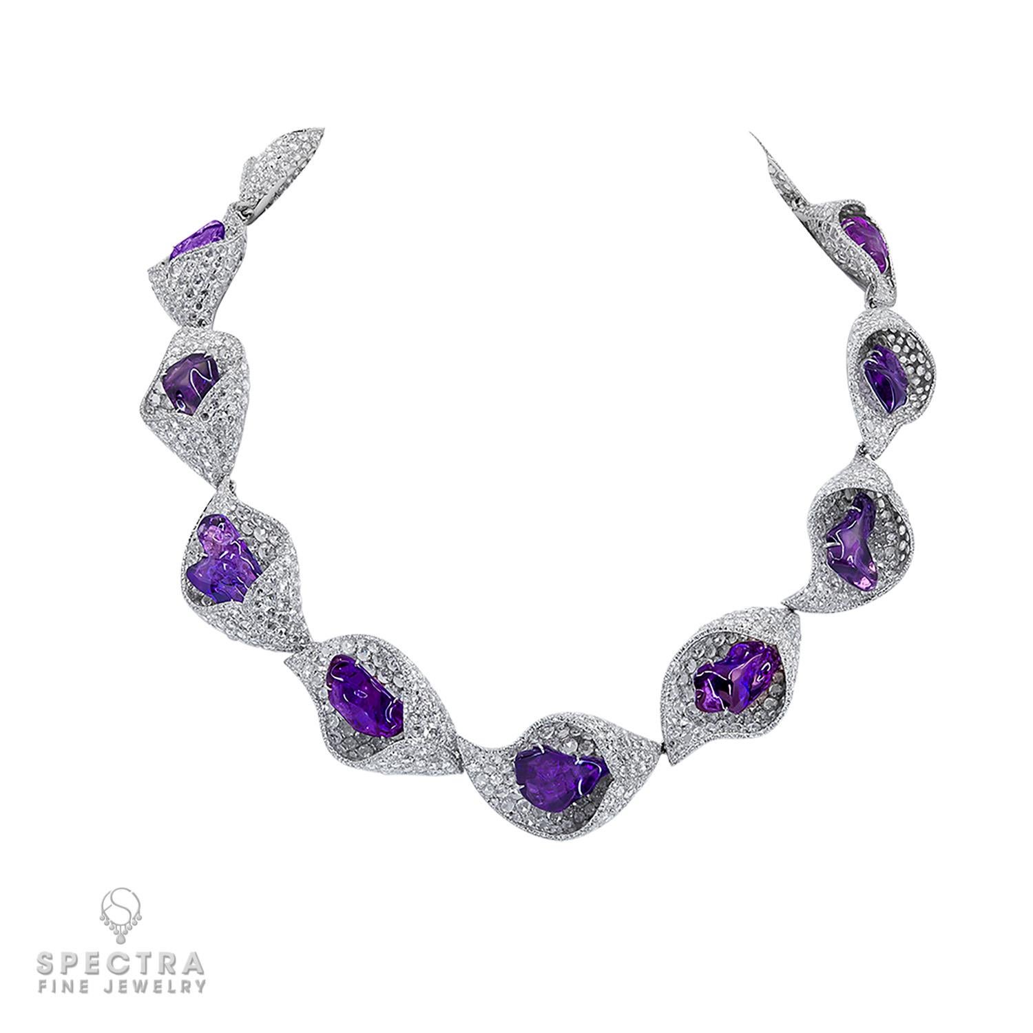 FORMS GRS zertifizierte Fancy Saphir-Diamant-Halskette/Manschette Demi-Parure Suite im Angebot 1
