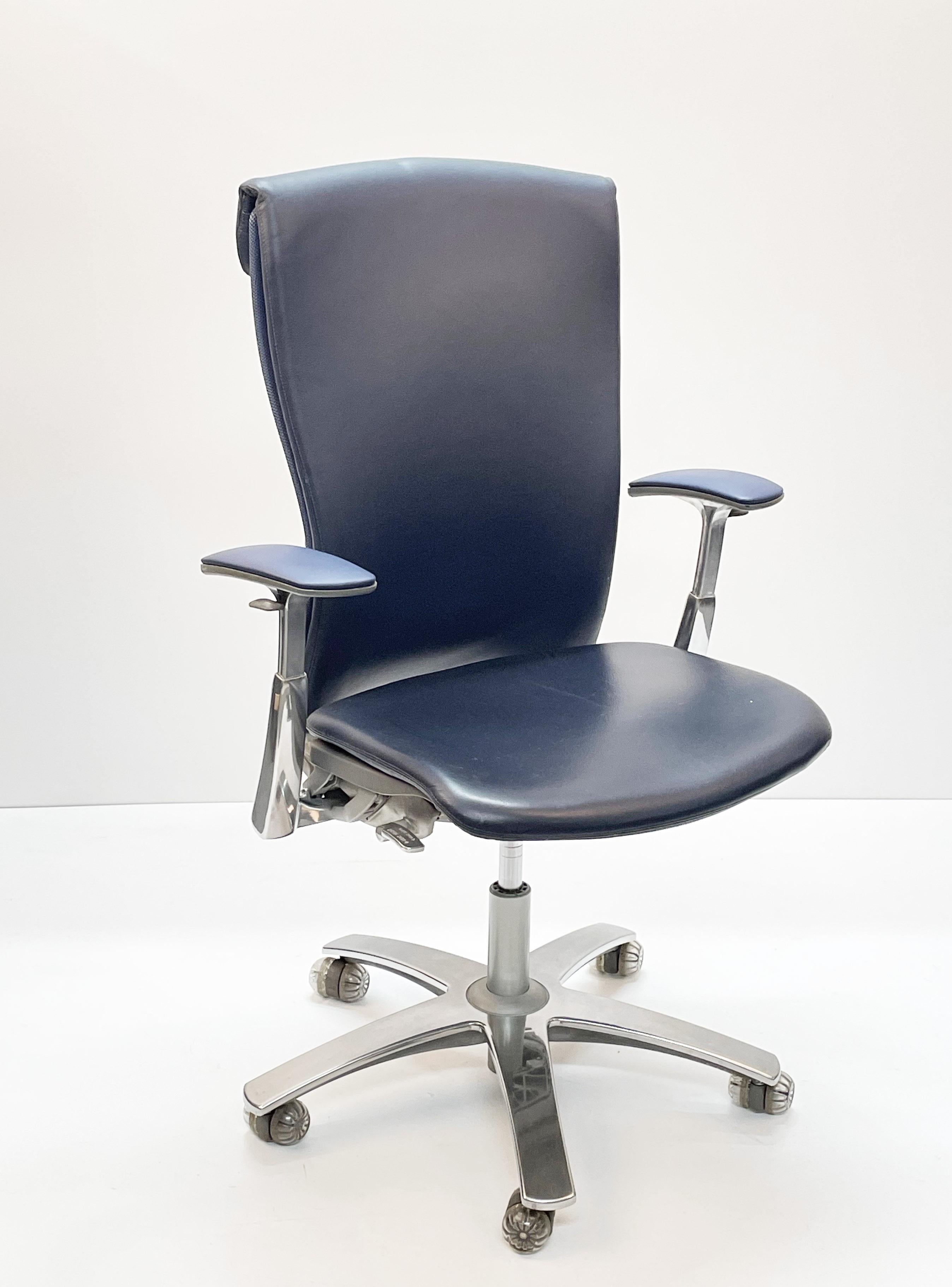Central American Formway Design Aluminium and Italian Blue Leather 
