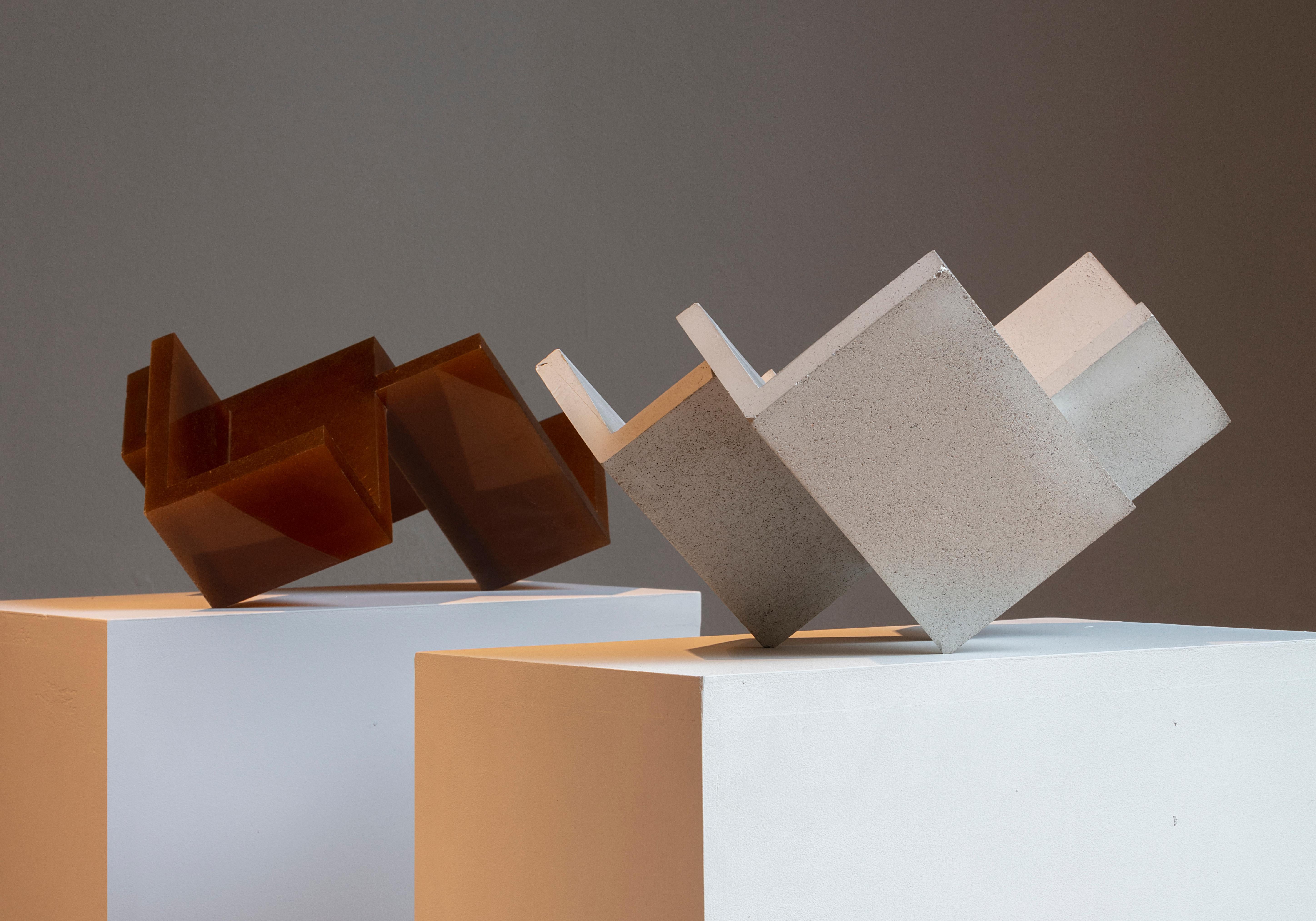 Molded Formworks 1 – Brutalist White Concrete Sculpture, Handcrafted by Manolo Menéndez For Sale