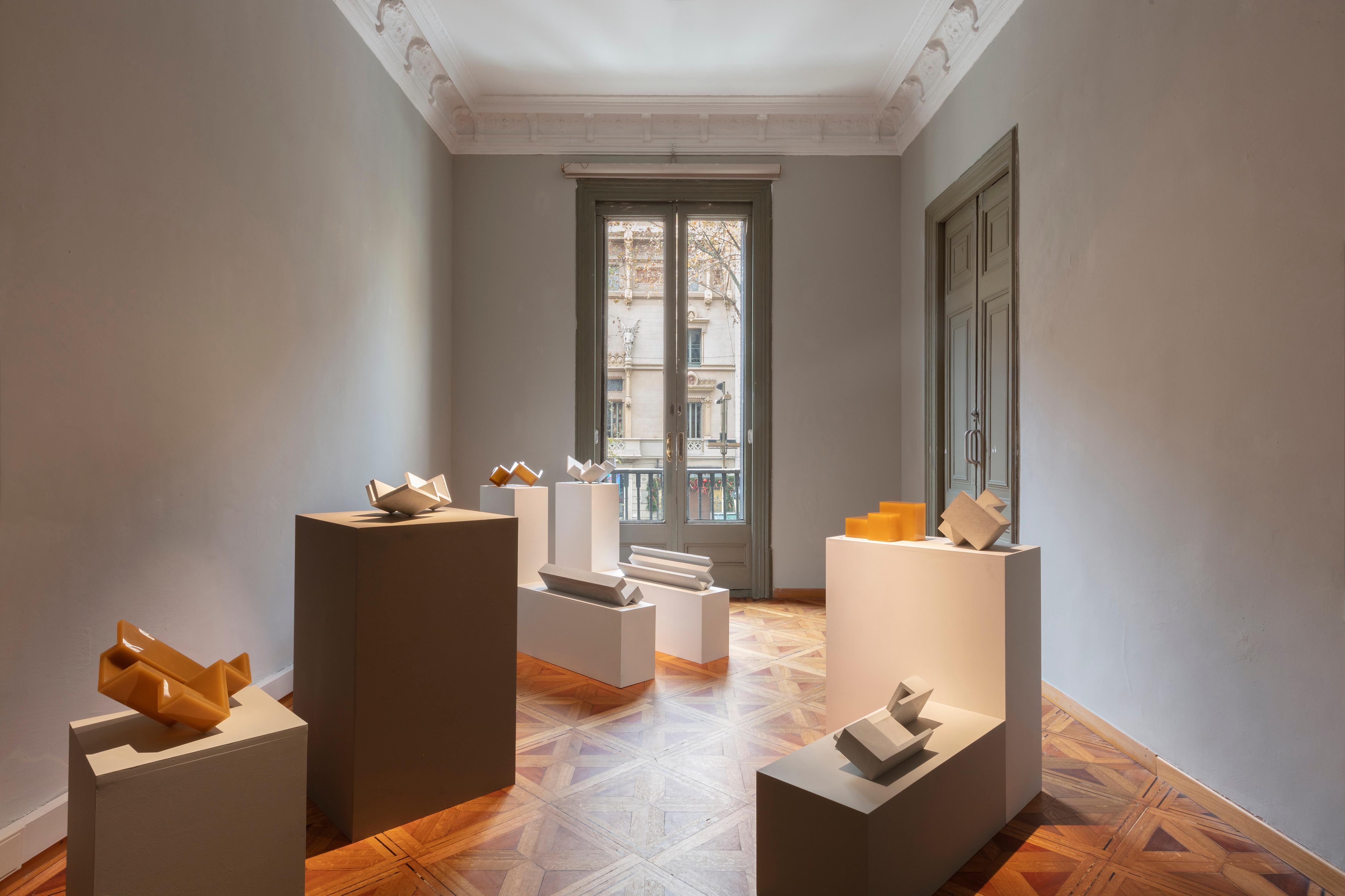 Contemporary Formworks 1 – Brutalist White Concrete Sculpture, Handcrafted by Manolo Menéndez For Sale