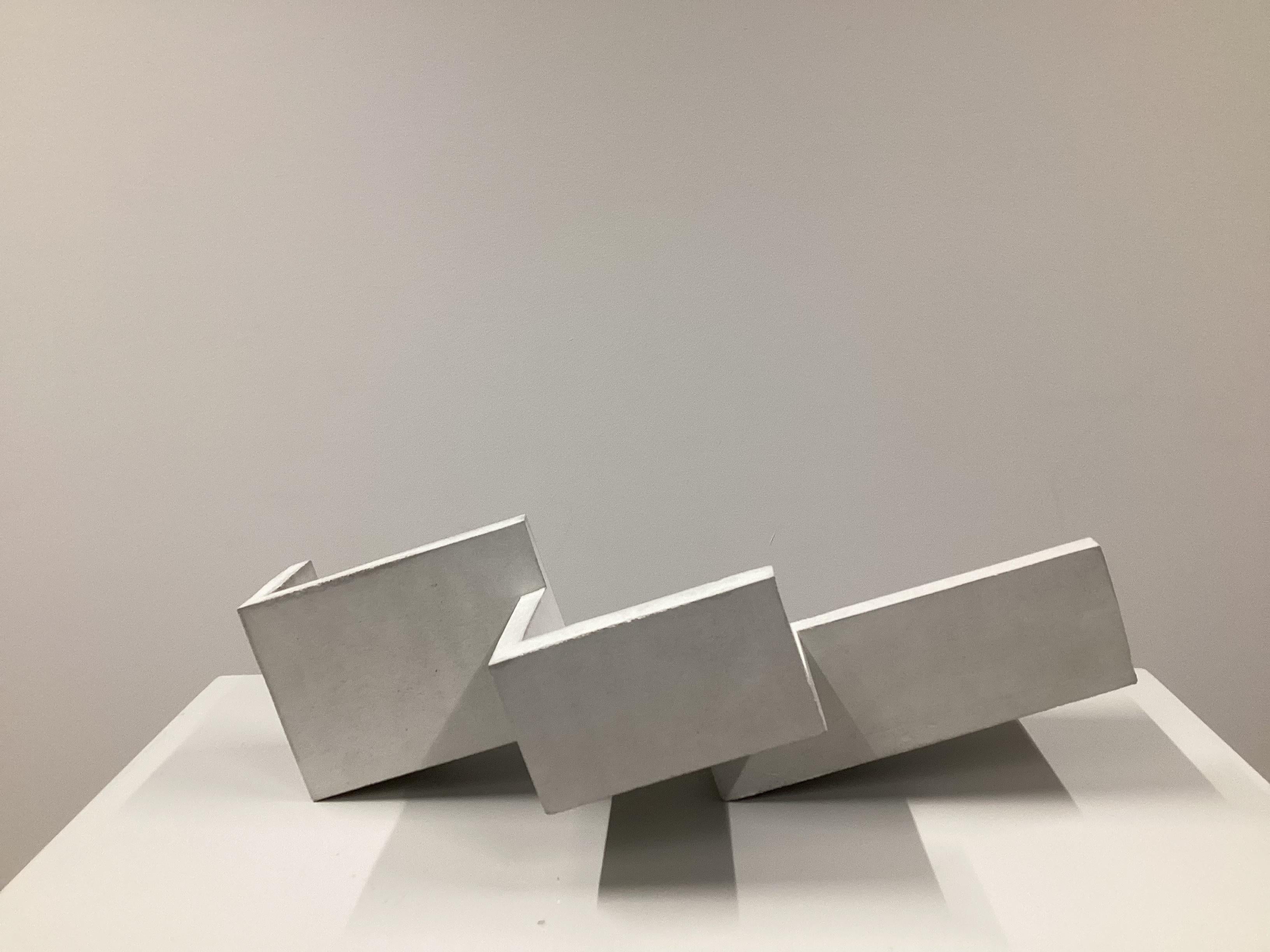 Spanish Formworks 6 – Brutalist White Concrete Sculpture, Handcrafted by Manolo Menéndez For Sale