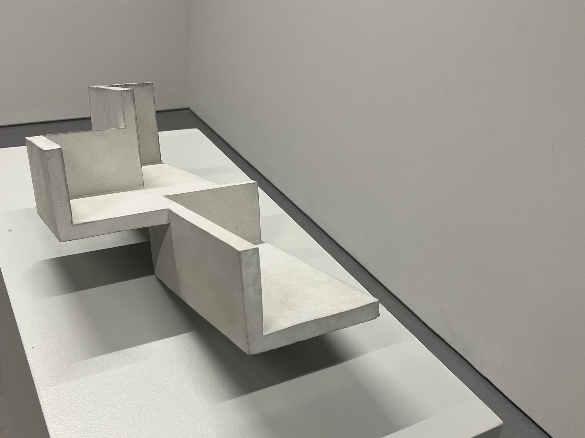 Formworks 6 – Brutalist White Concrete Sculpture, Handcrafted by Manolo Menéndez In New Condition For Sale In Barcelona, ES