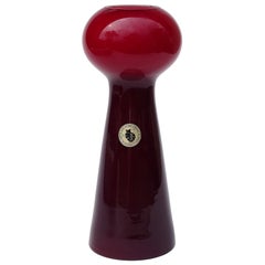 Fornasa De Murano L'Insegna Del Moreto Red White Italian Art Glass Flower Vase