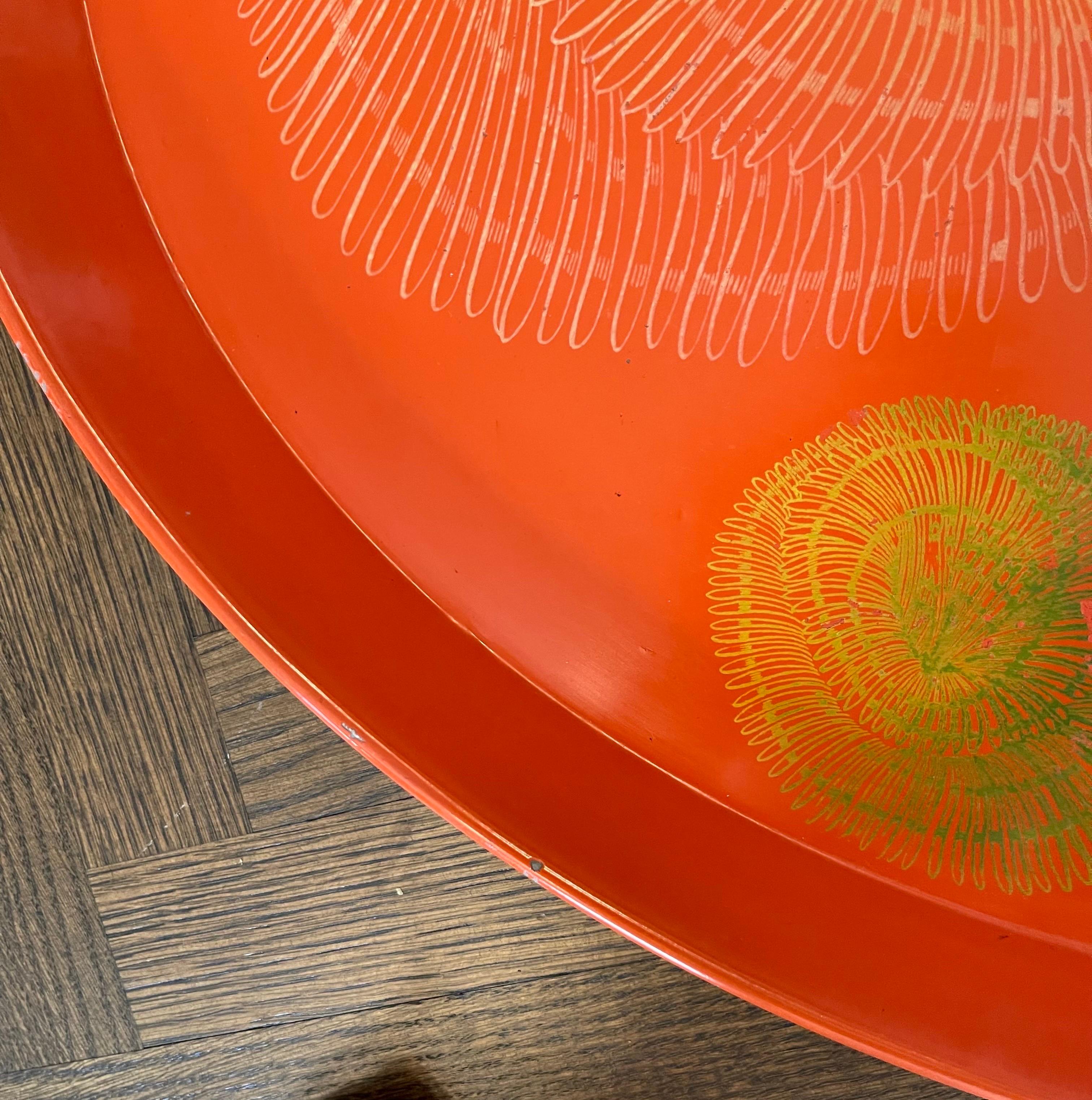 Fornasetti 1950's Madripora Coral Red Tray In Good Condition In Brooklyn, NY