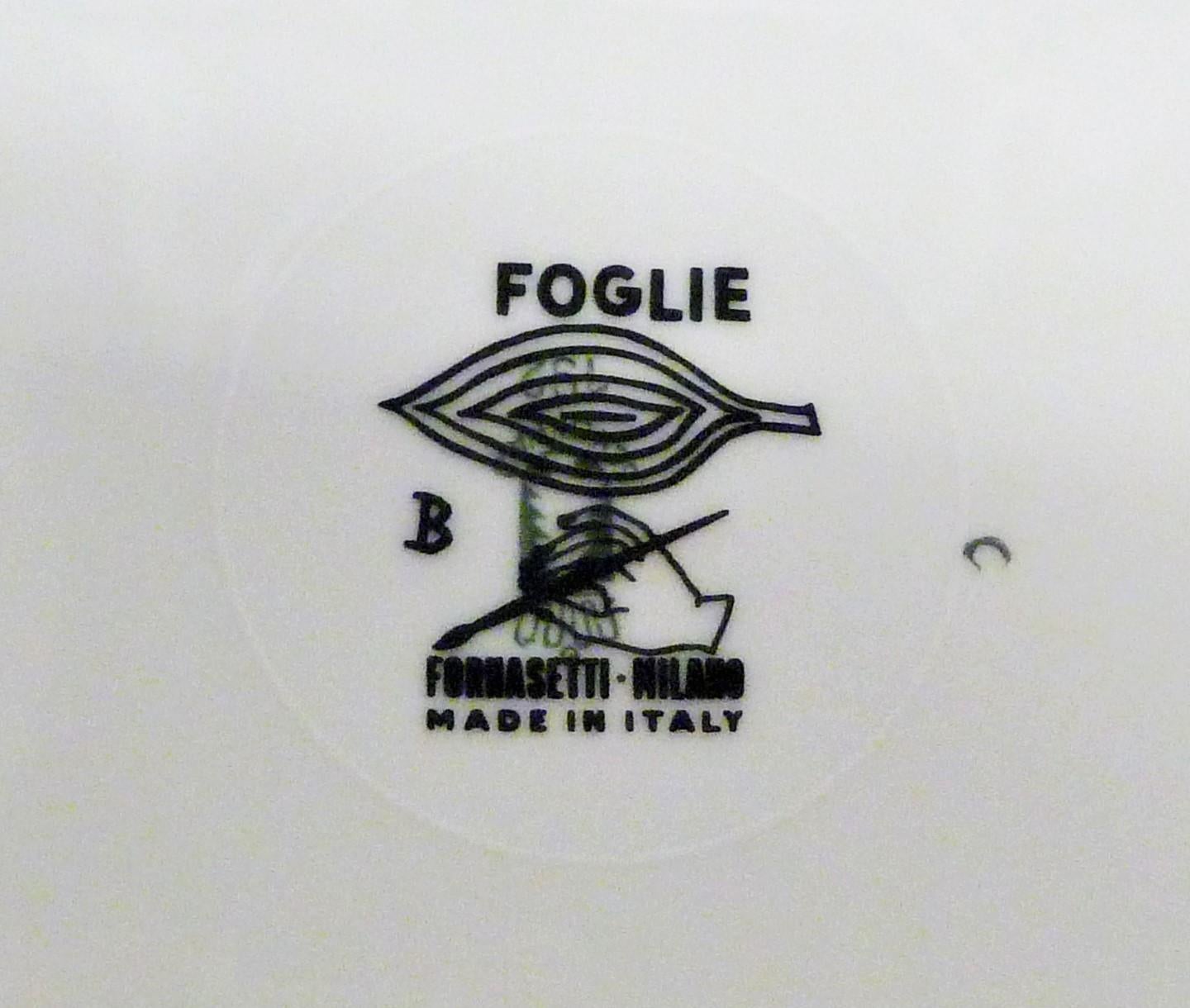 Fornasetti 3 Mid-Century Modern Black and White Foglie Plates Milan, Italy 1950s 5