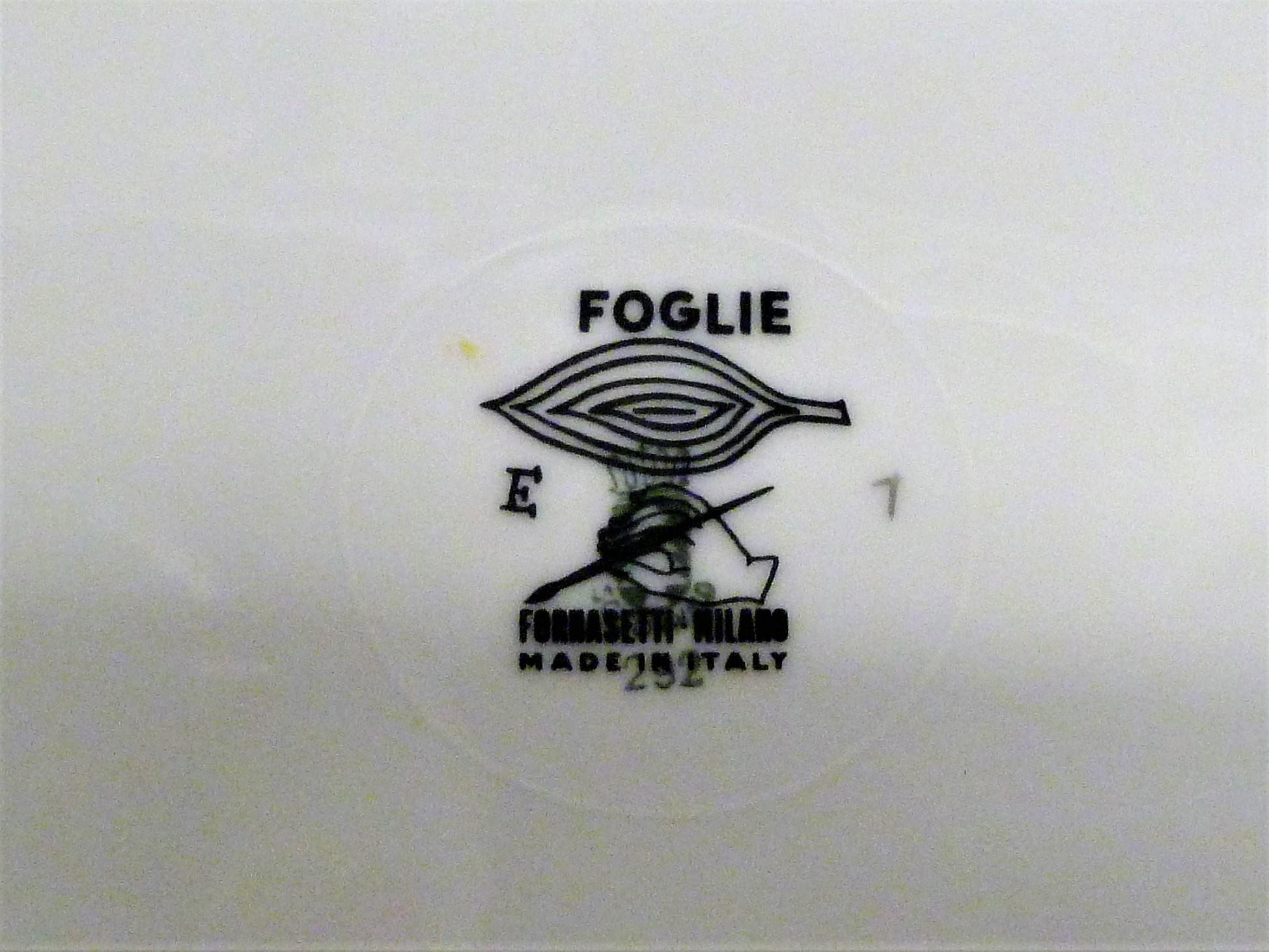 Ceramic Fornasetti 3 Mid-Century Modern Black and White Foglie Plates Milan, Italy 1950s