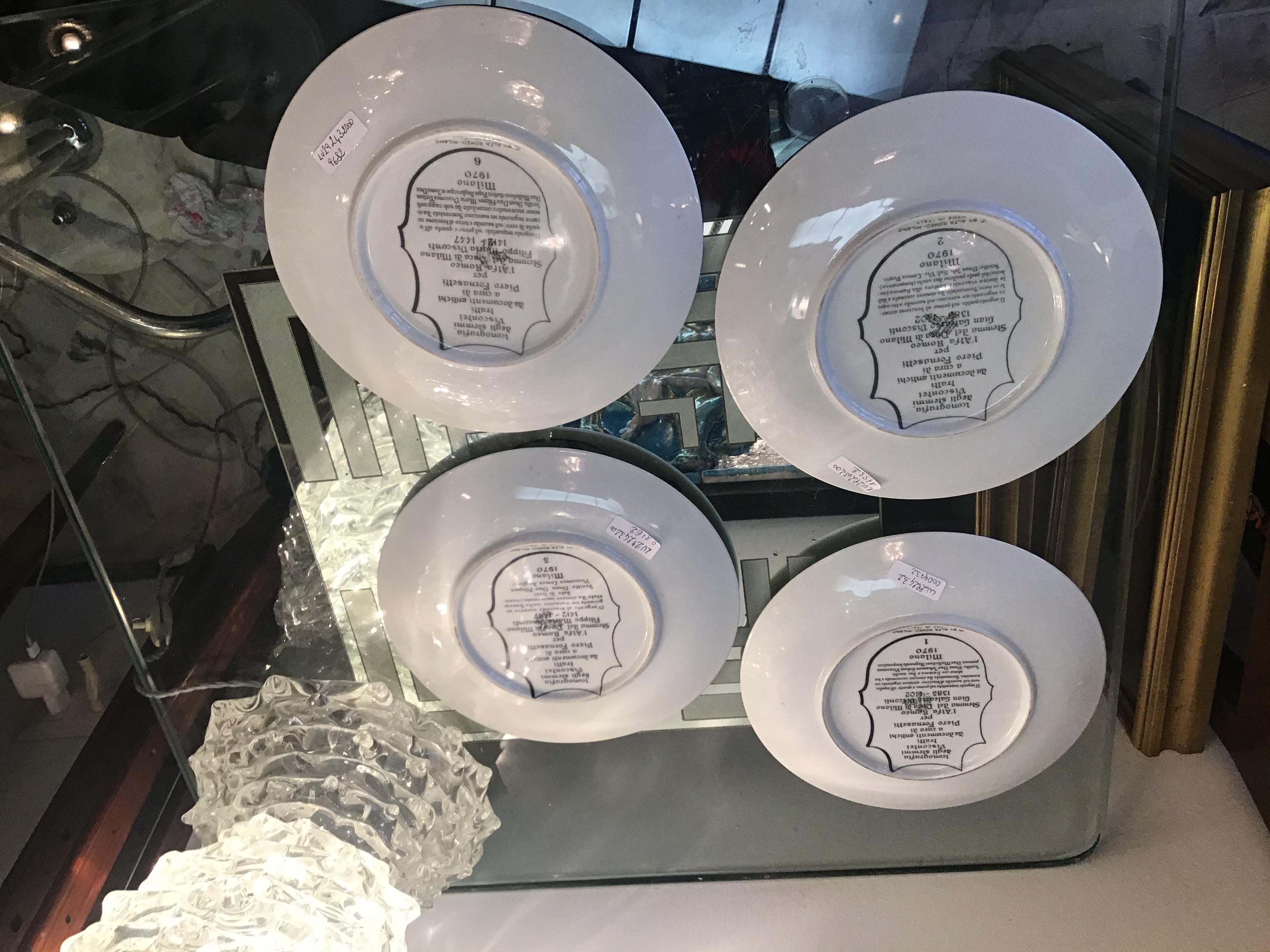 Fornasetti #Alfa Romeo, Wall Plates Porcelain 1970 Italy In Excellent Condition In Milano, IT