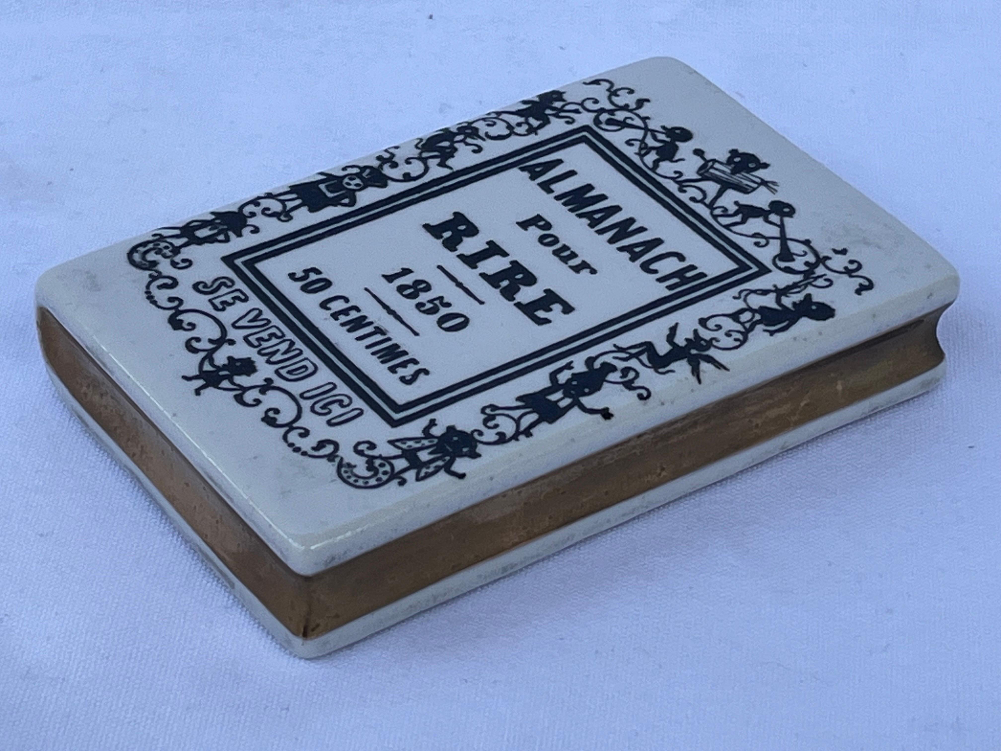 20th Century Fornasetti Almanach Pour Rire Faux Book Ceramic Paperweight Desk Accessory