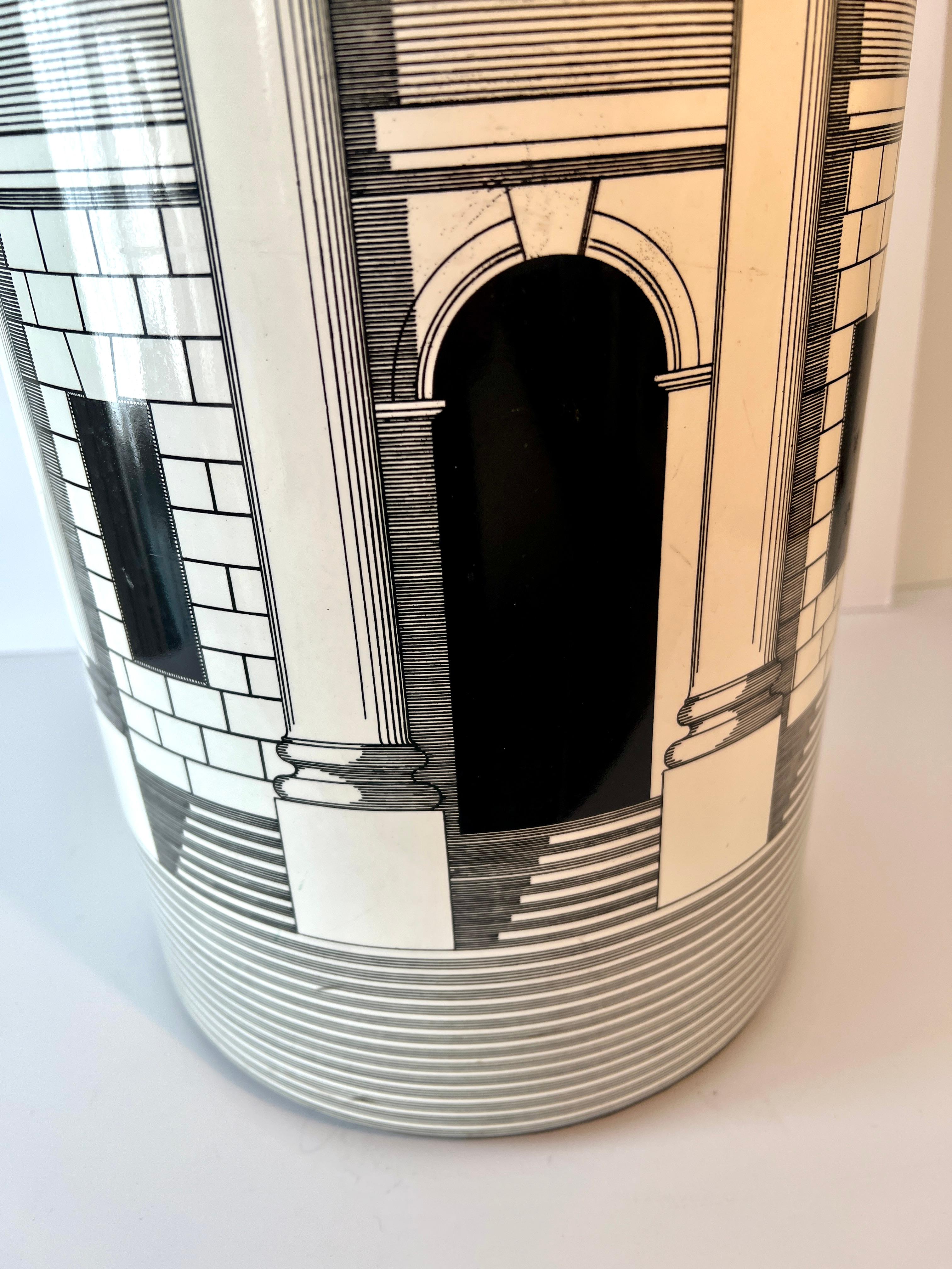 Hand-Crafted Fornasetti Architettura Pattern Umbrella Stand Waste or Laundry Bin For Sale