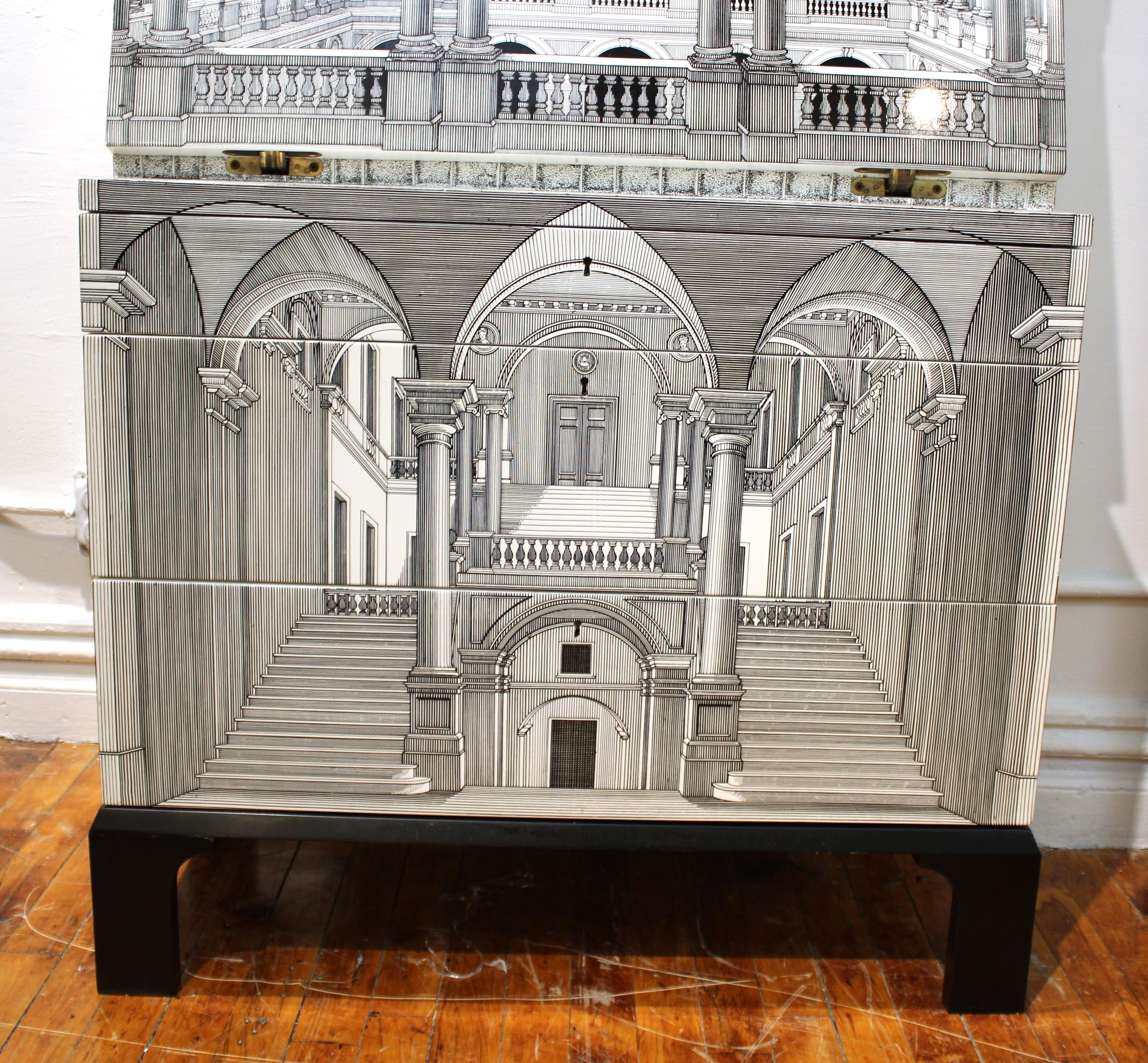 Modern Fornasetti 'Architettura' Trumeau with Concave Top