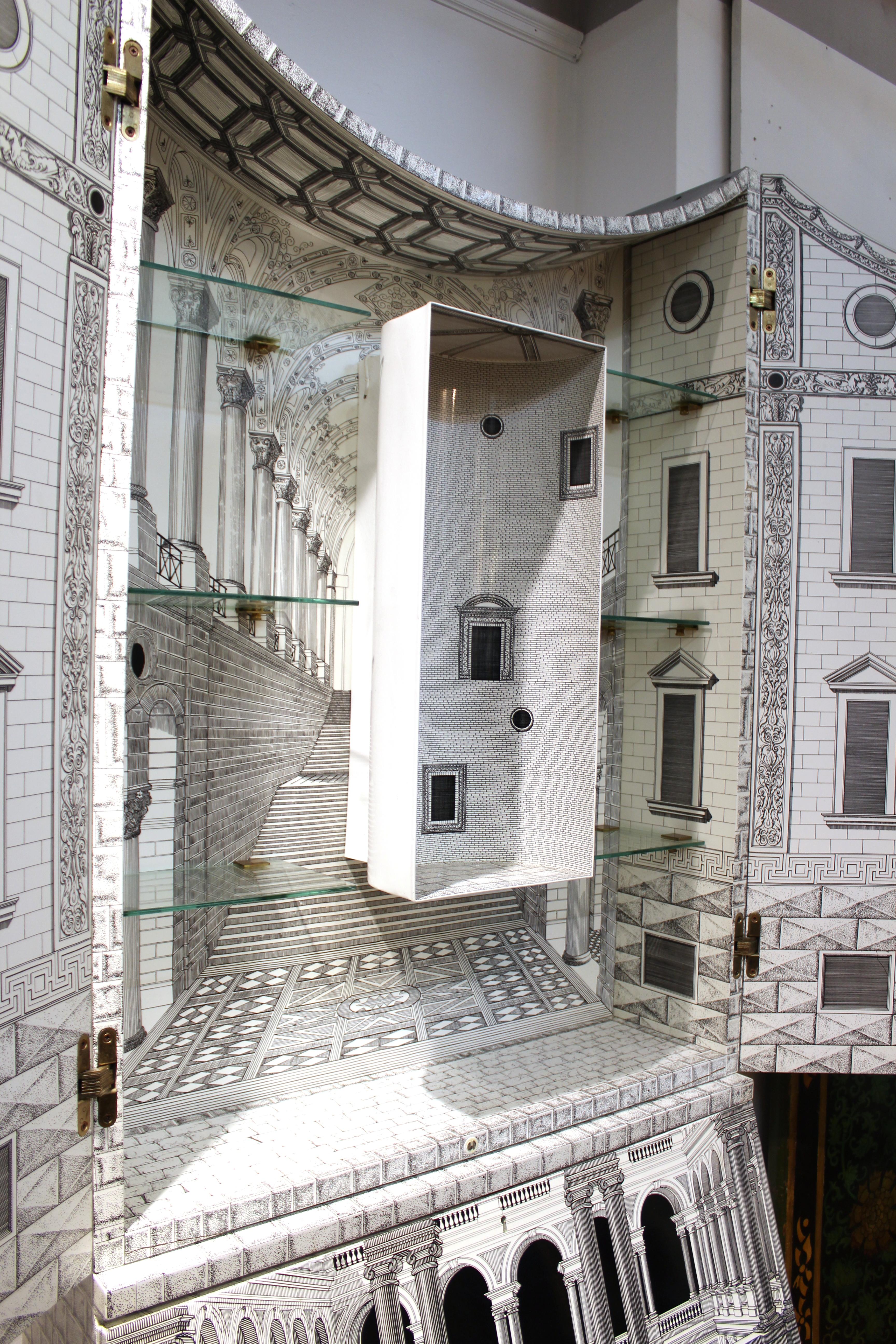 Fornasetti 'Architettura' Trumeau with Concave Top In Good Condition In New York, NY