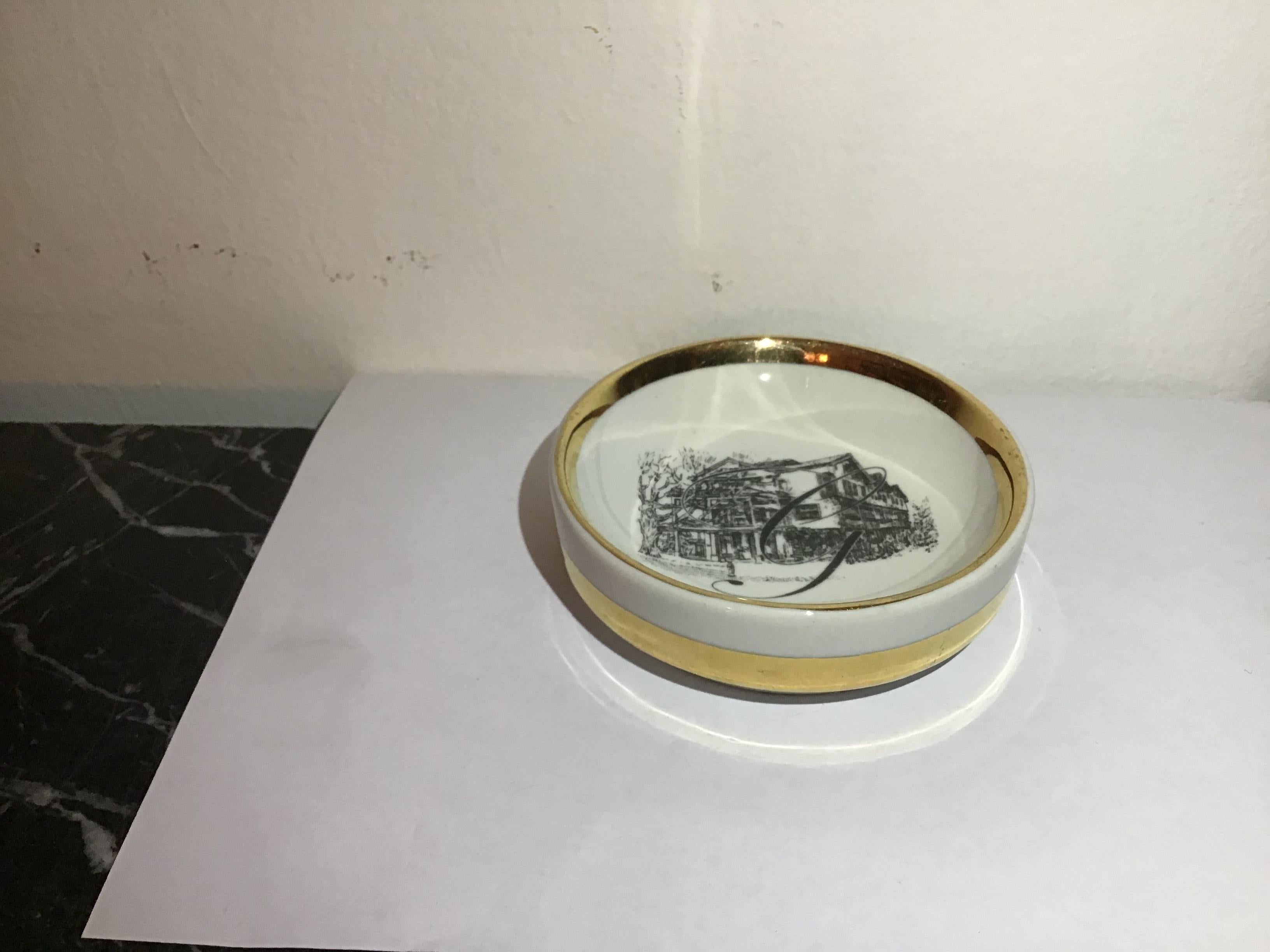 Italian Fornasetti Ashtray Porcelain 1950 Italy For Sale