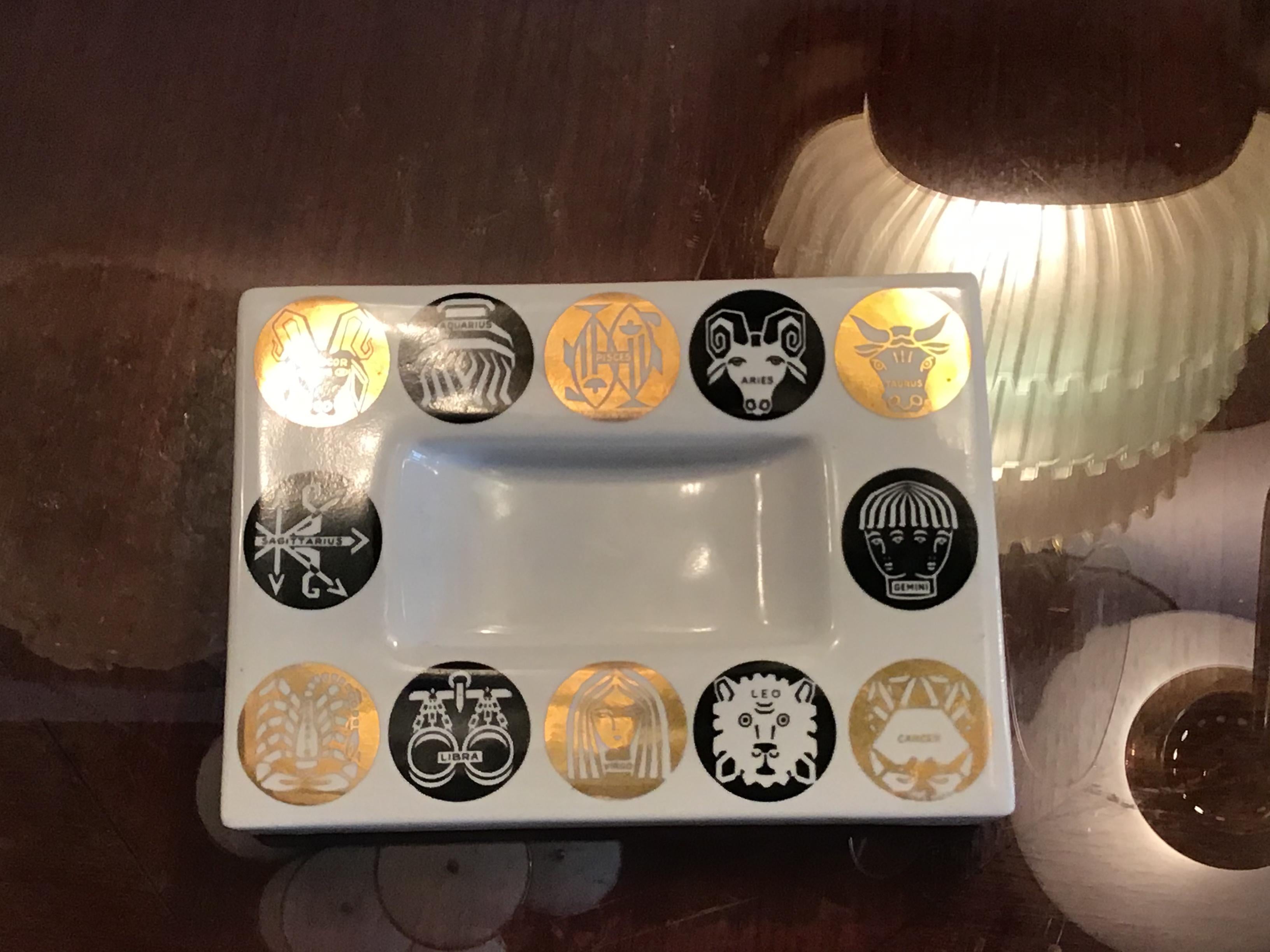 Fornasetti ashtray Zodiac ceramic, 1950.