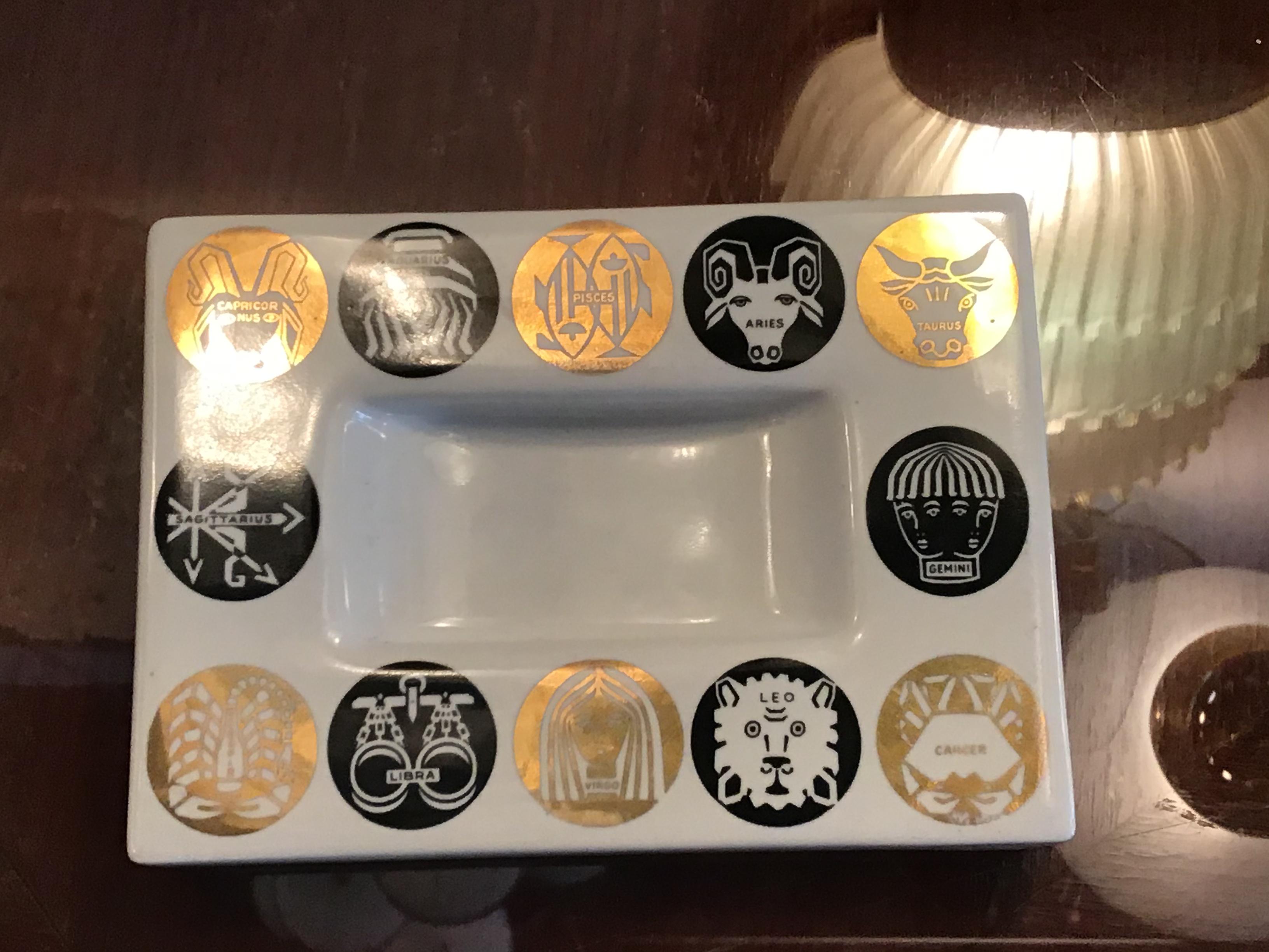 Other Fornasetti Ashtray Zodiac Ceramic, 1950