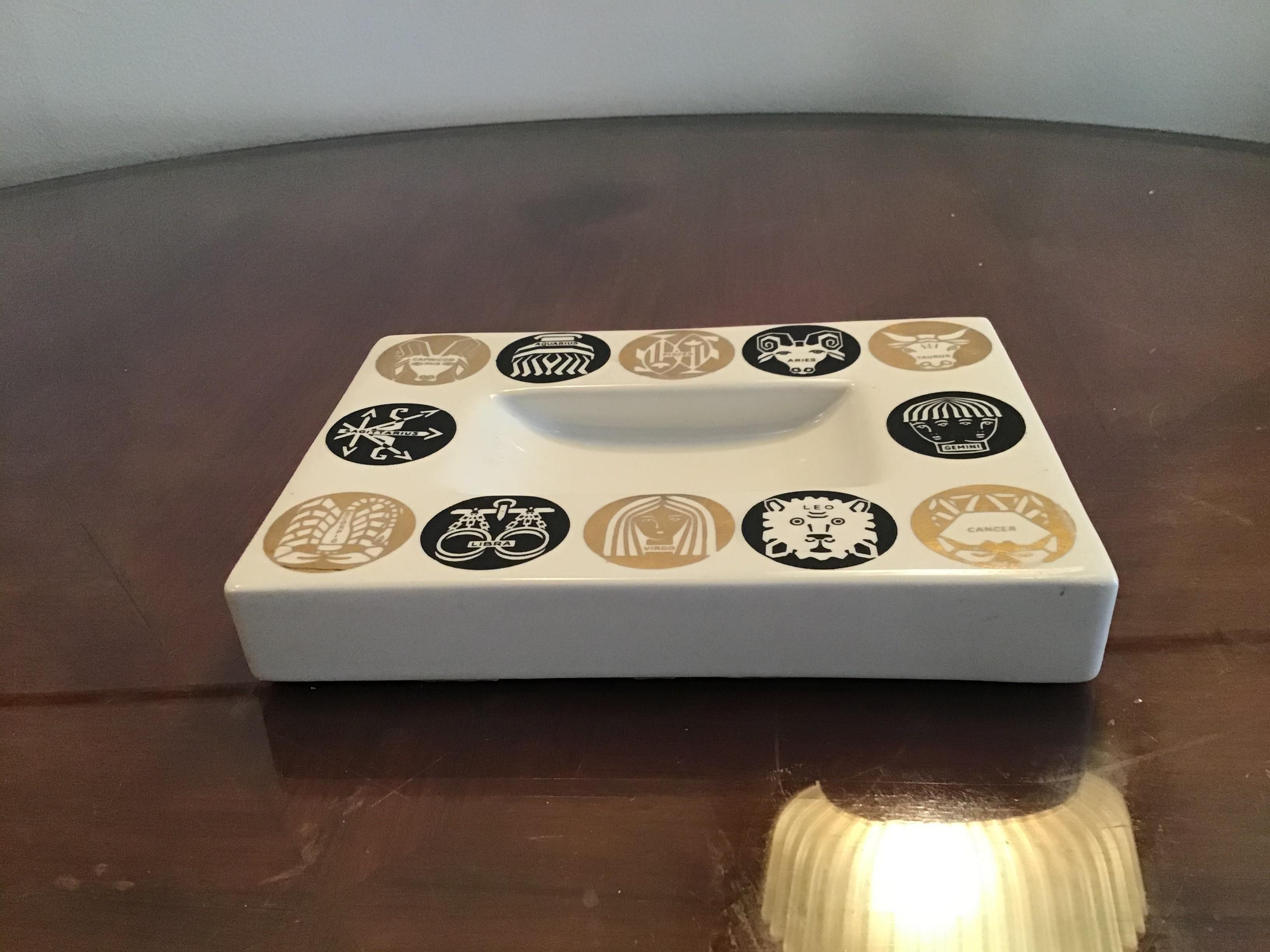 Fornasetti Ashtray Zodiac Ceramic, 1950 In Excellent Condition In Milano, IT