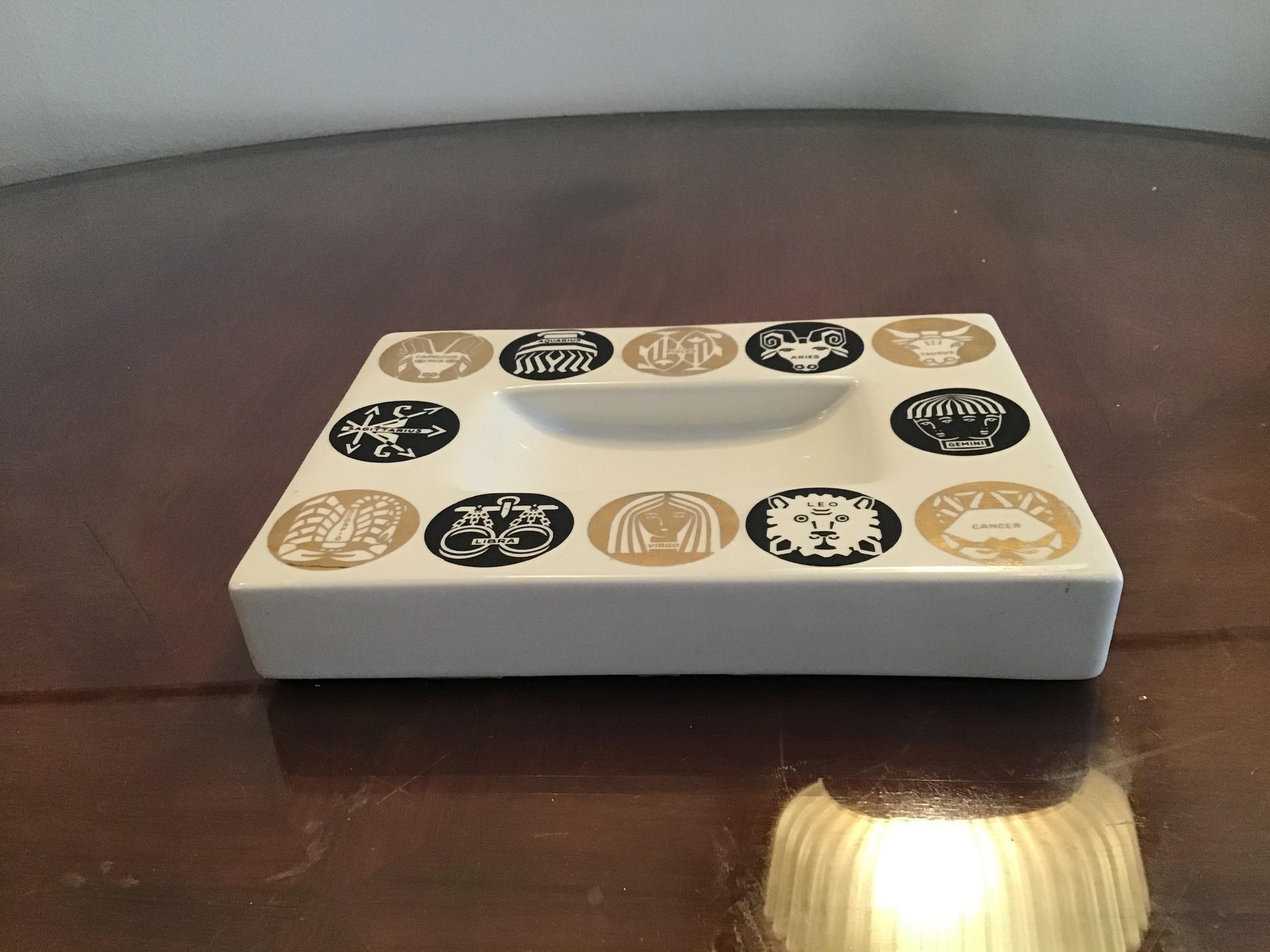 Mid-20th Century Fornasetti Ashtray Zodiac Ceramic, 1950