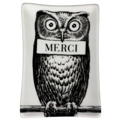 Fornasetti Atelier Ceramic Tray Decorated with An Owl