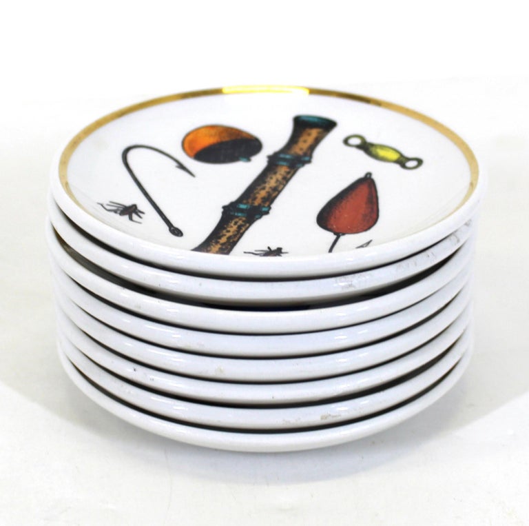 Fornasetti Attributed for Rosenfeld Imports Mid-Century Modern Ceramic Coasters 3