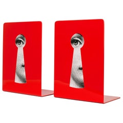 Fornasetti Bookends Serratura on Red Metal