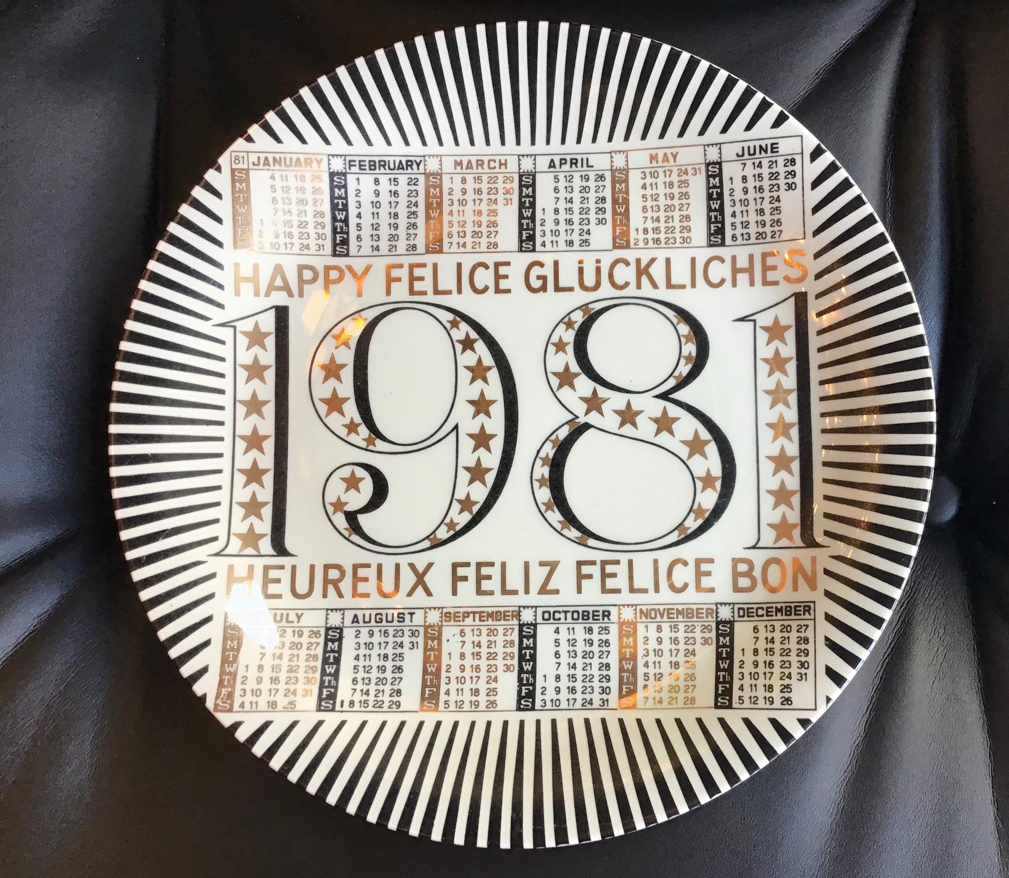 Fornasetti “Calendar Plate n.14” Porcelain 1981 Italy 1