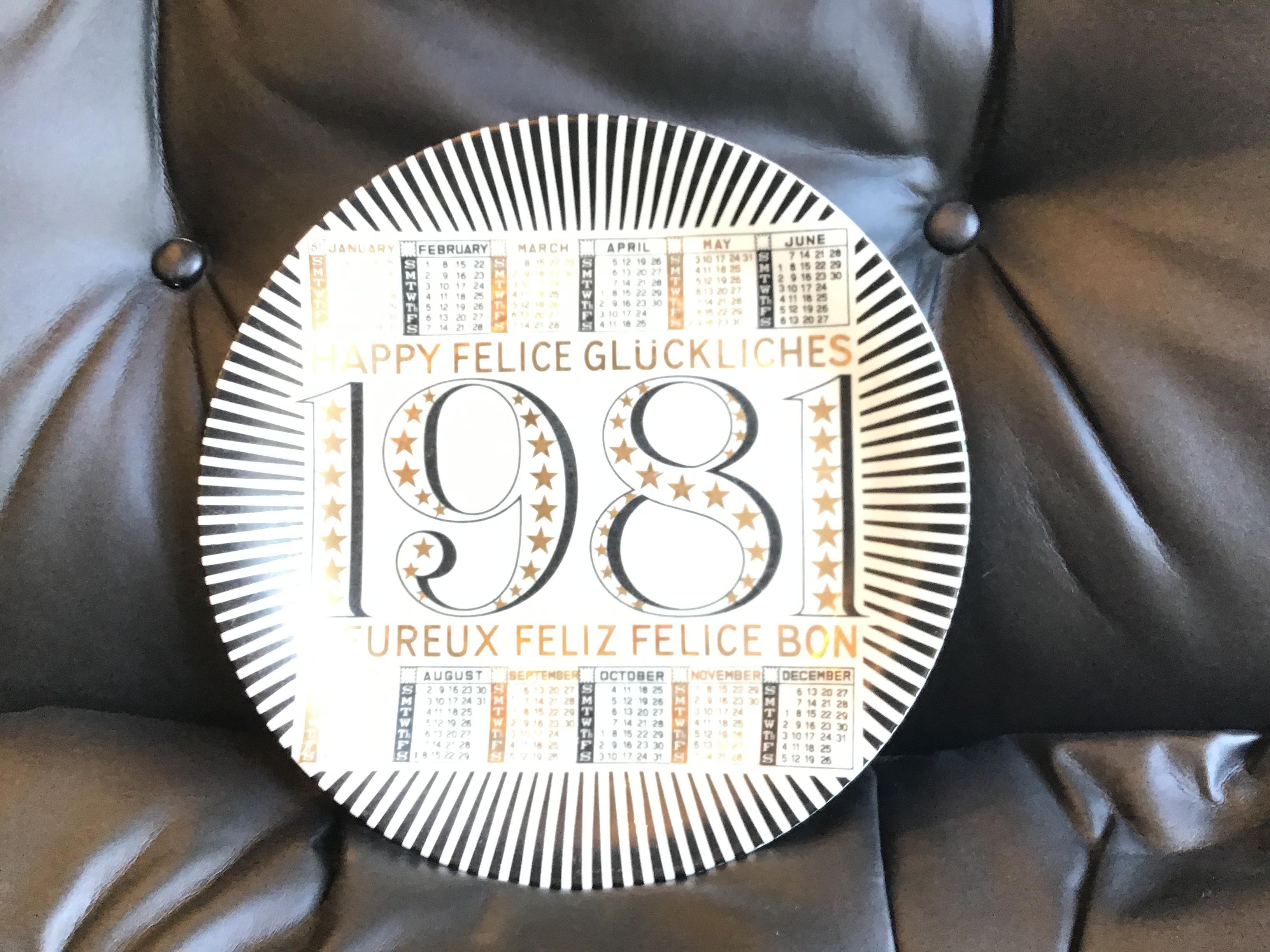 Other Fornasetti “Calendar Plate n.14” Porcelain 1981 Italy