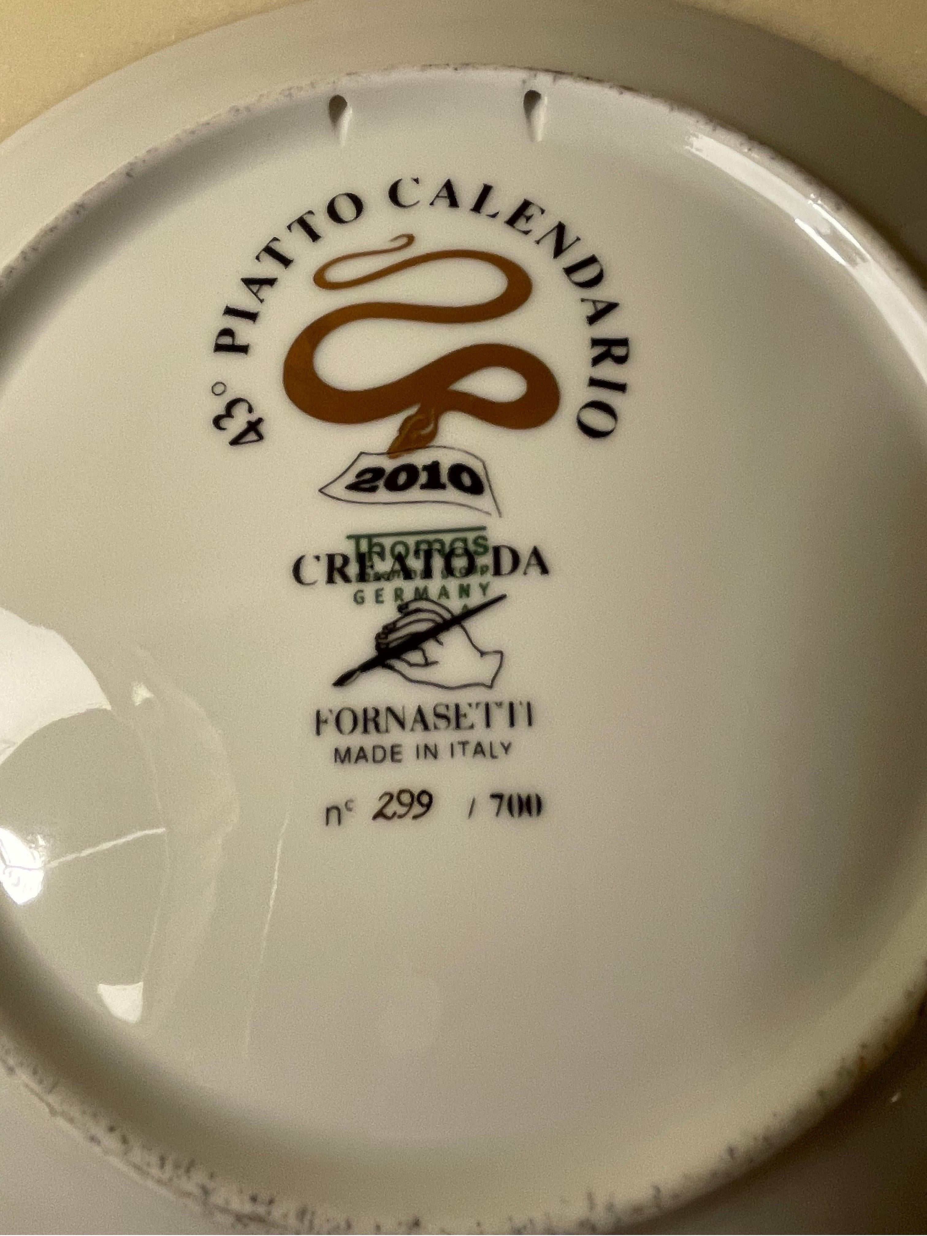 Italian Fornasetti Calender Plate 2010 porcelain n.43 Italy For Sale