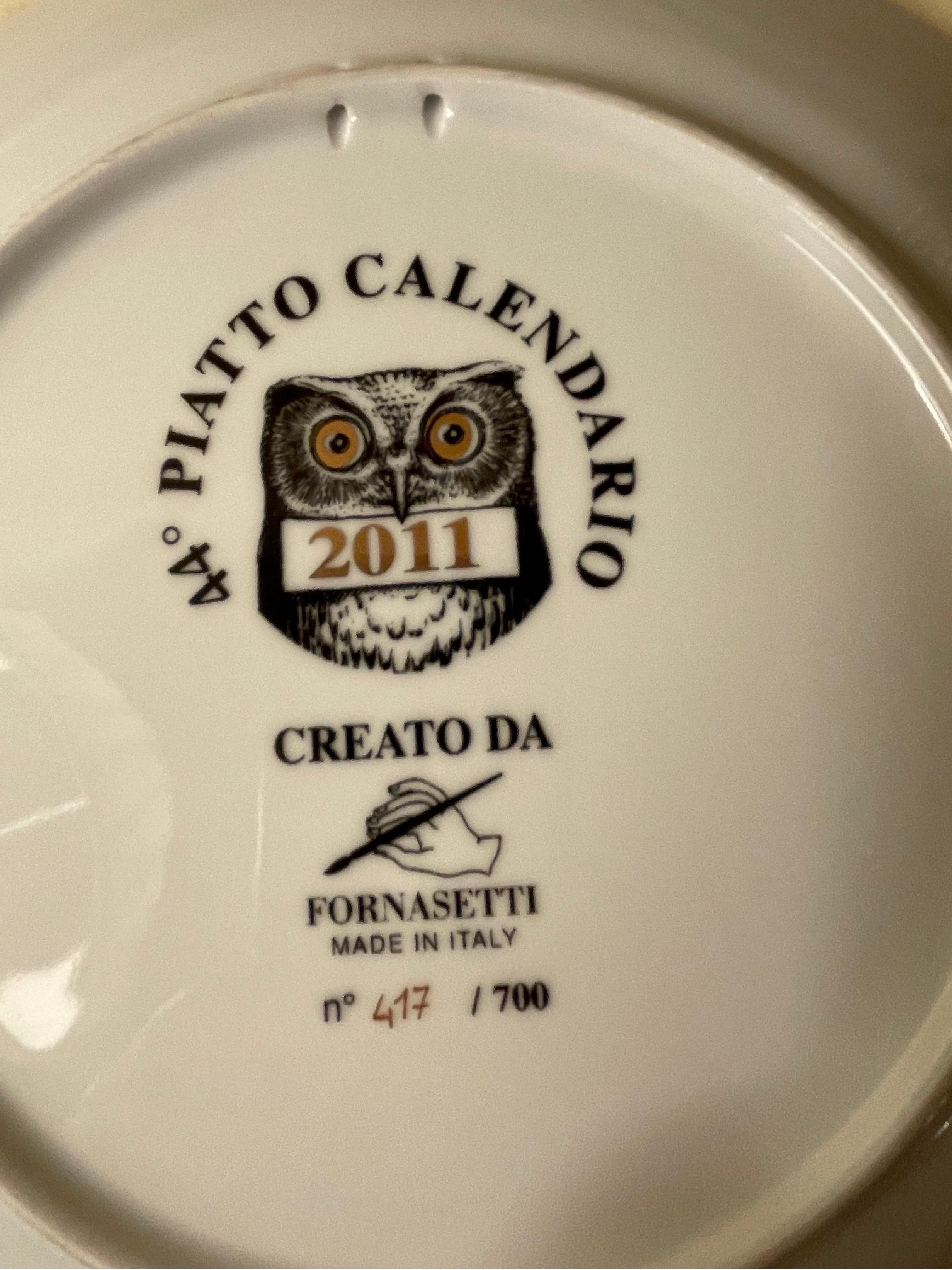 Fornasetti Calender Plate 2011 Porcelain n.44 Italy  For Sale 1