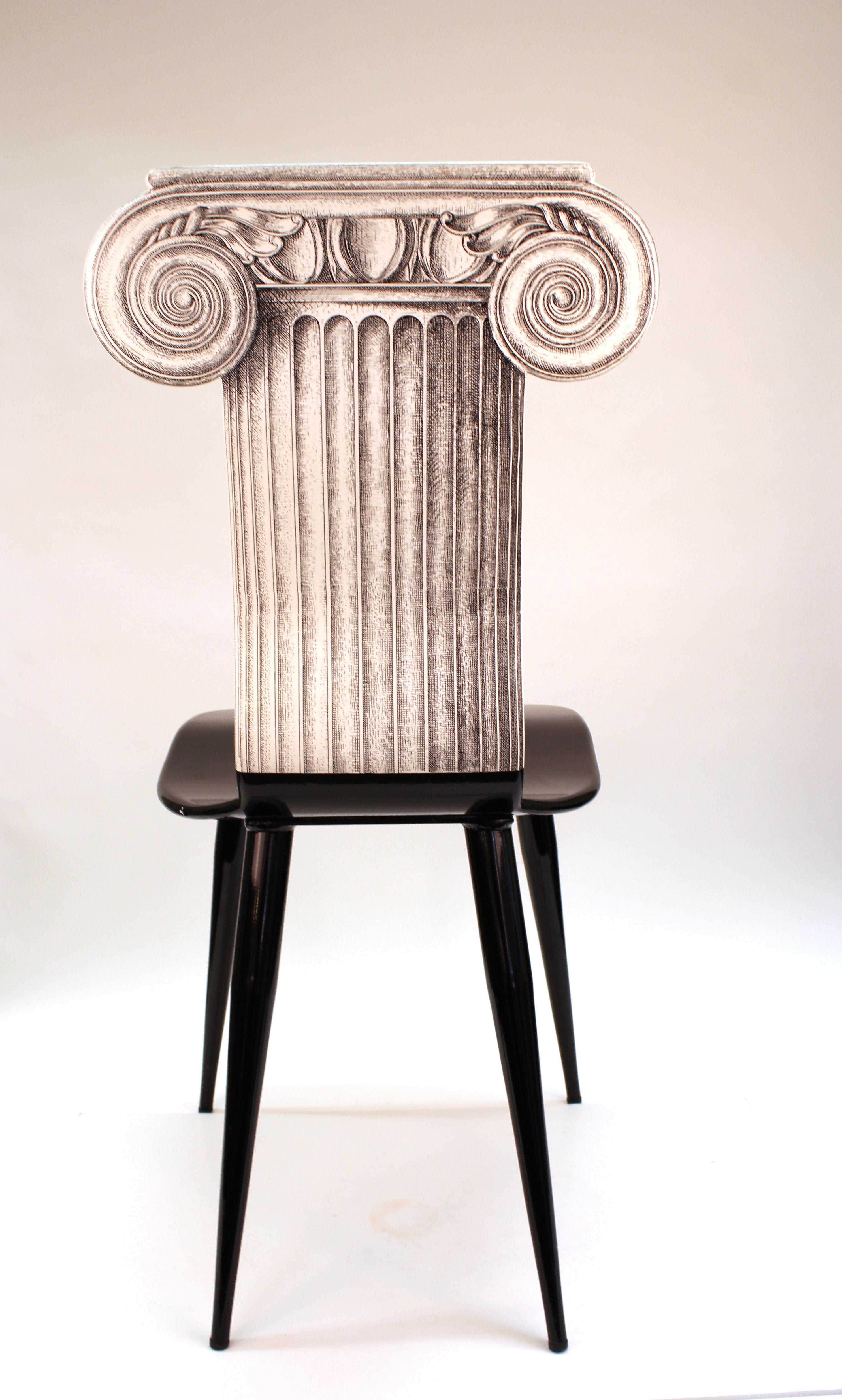 Italian Fornasetti 'Capitello Ionico' Chair