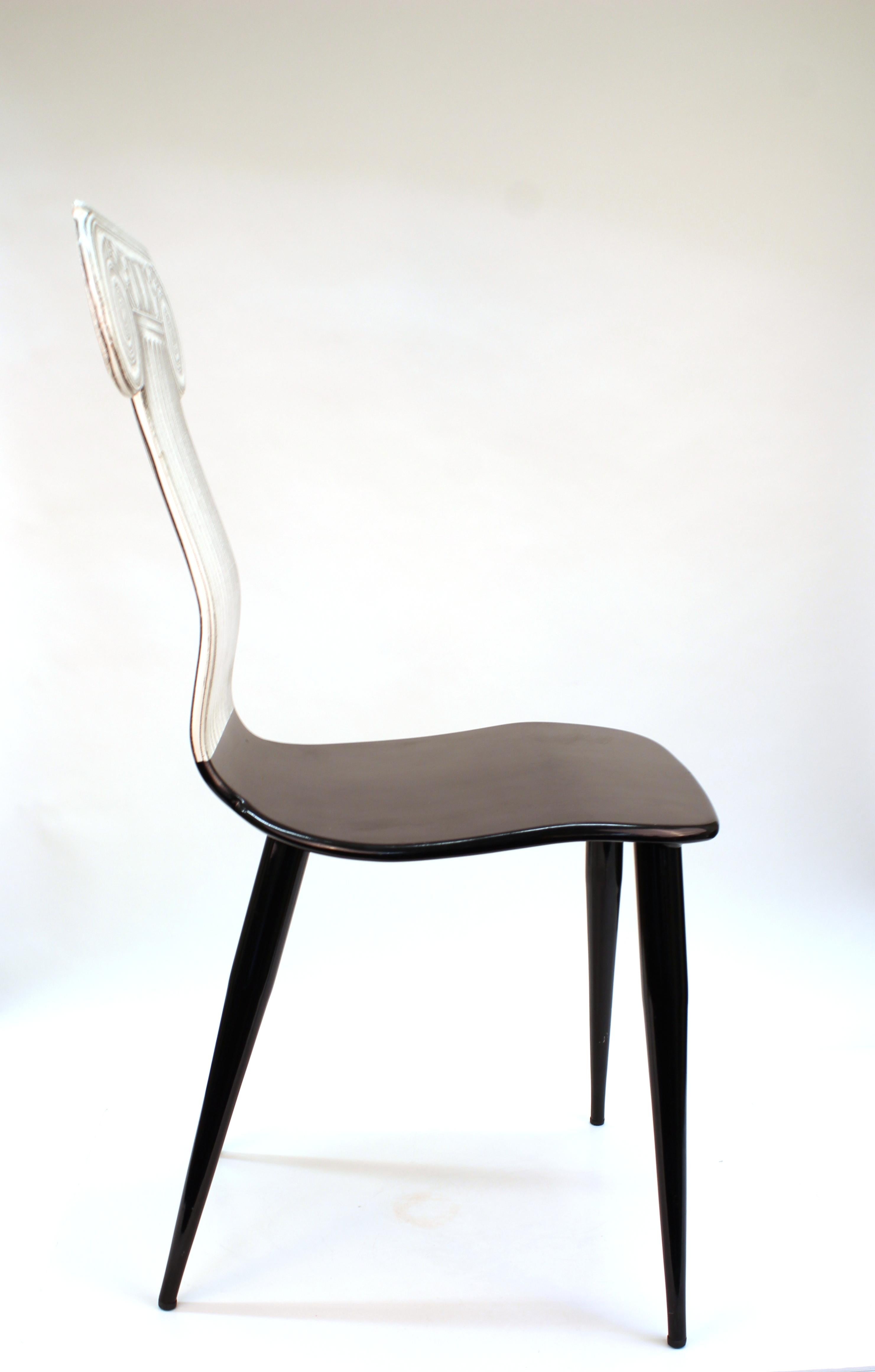 Enameled Fornasetti 'Capitello Ionico' Chair