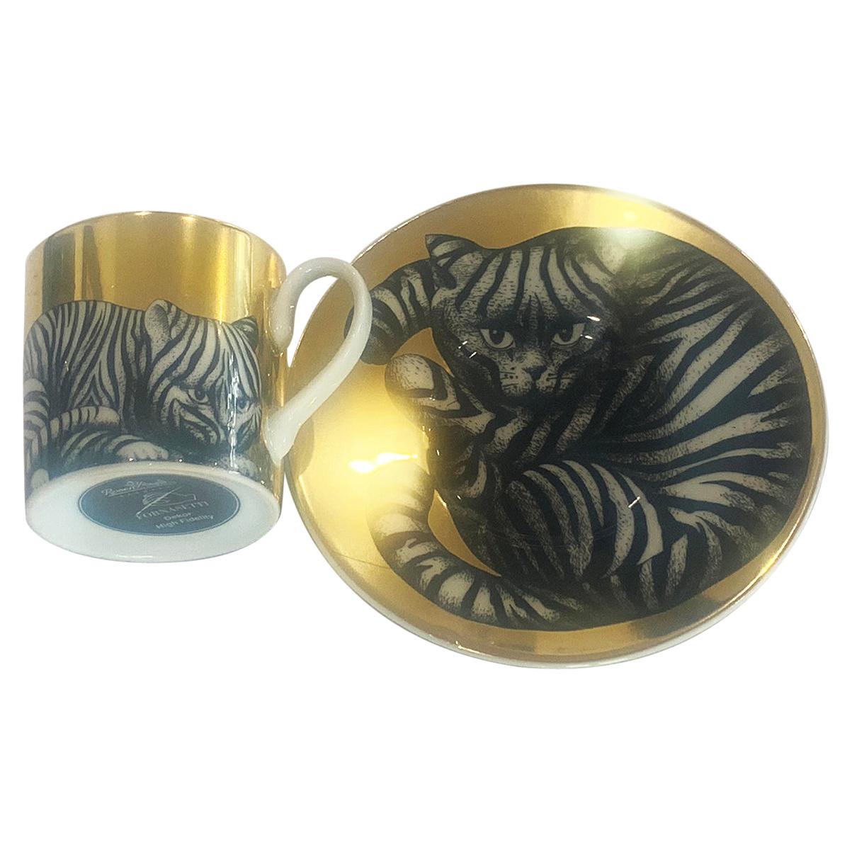 Fornasetti Cat Cup and Saucer by Rosenthal