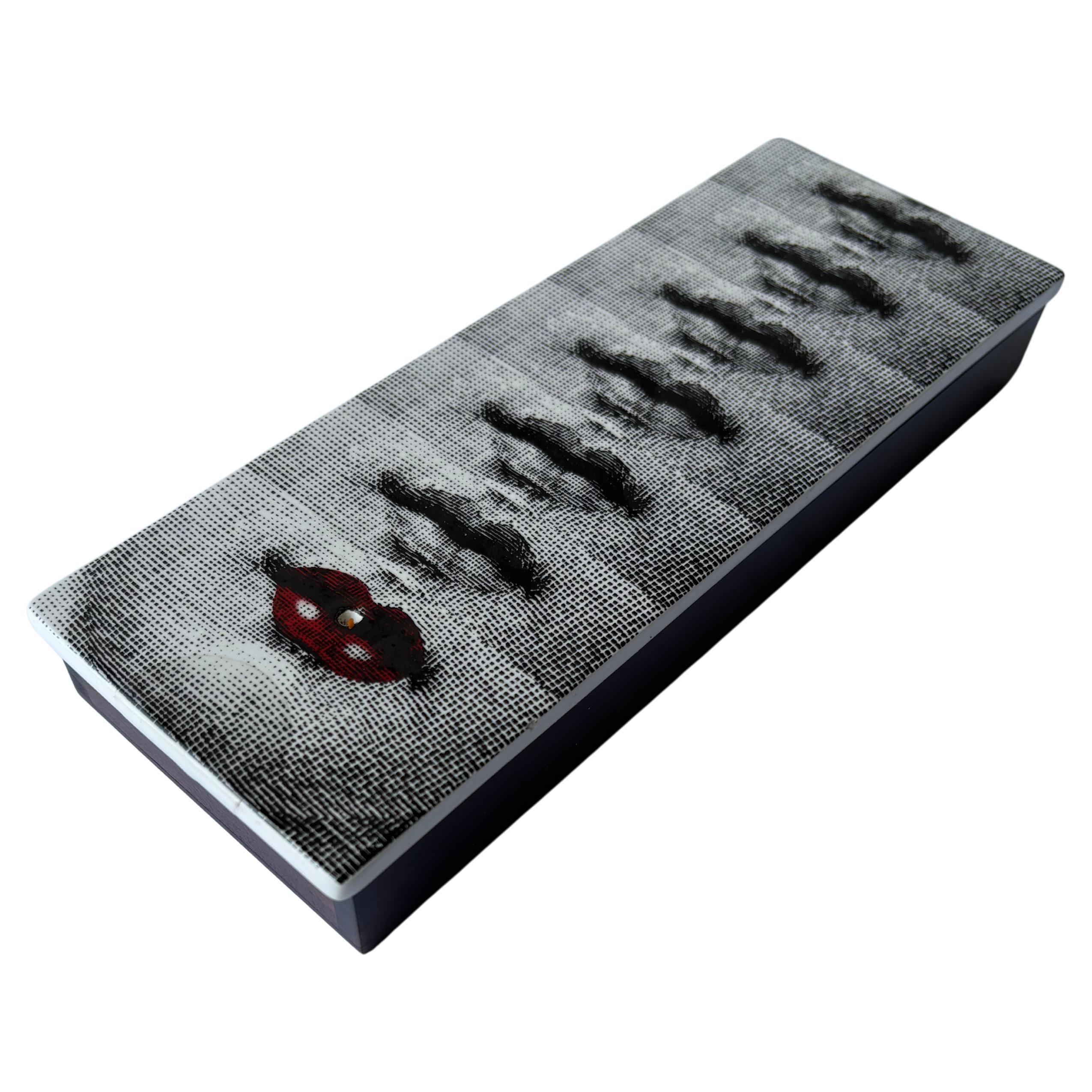 Fornasetti ceramic / wood box plus incense hole in lid. Profumi . For Sale