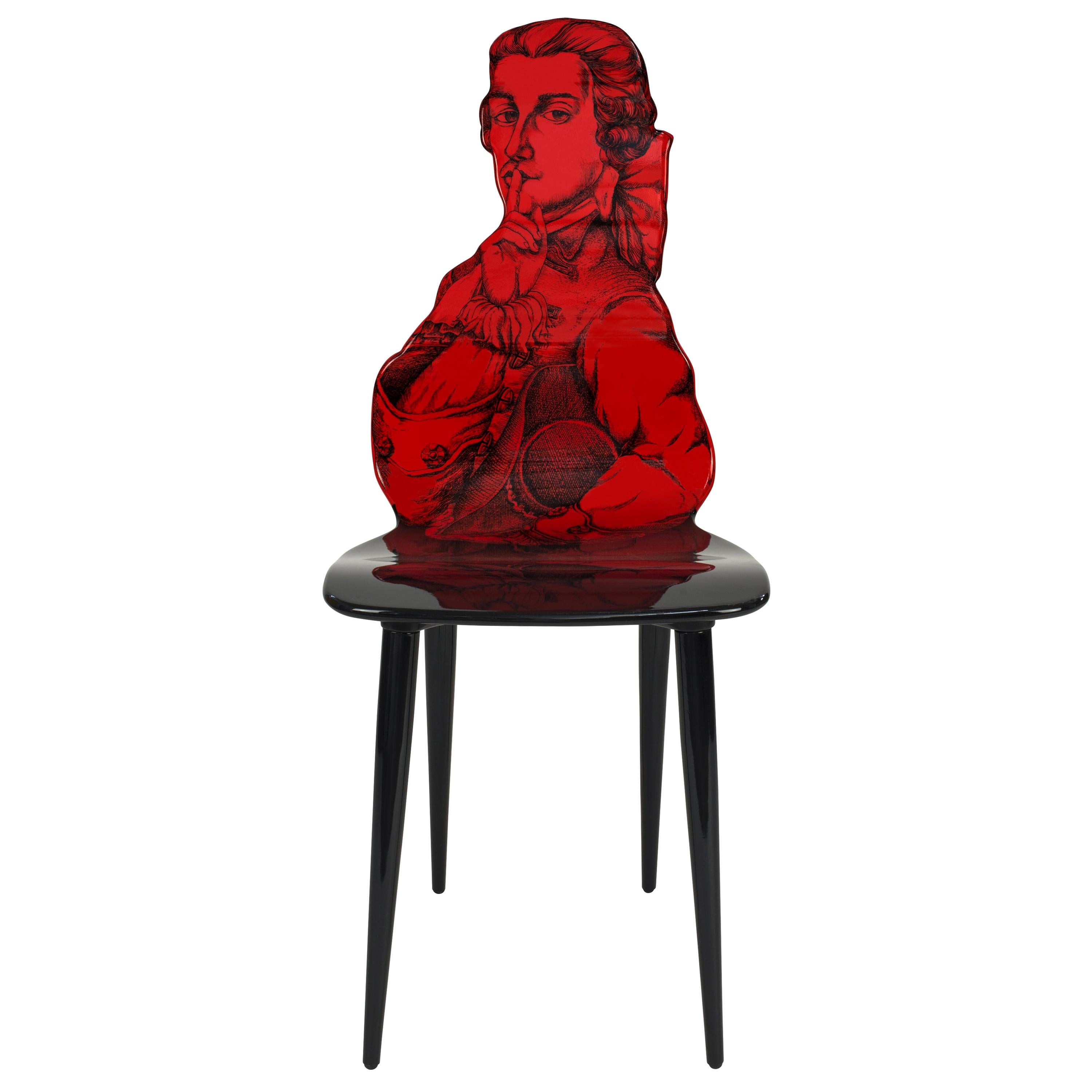 Fornasetti Chair Don Giovanni Mozart Wood Red