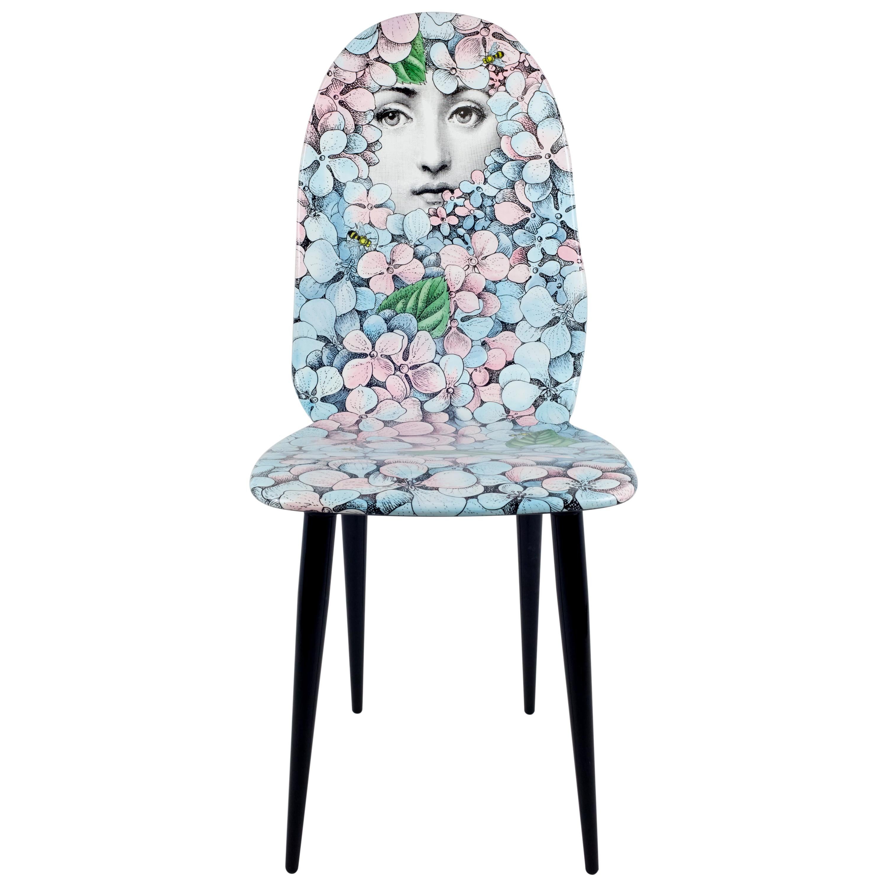 Fornasetti Chair Linangea Hydrangea Hand Colored Wood