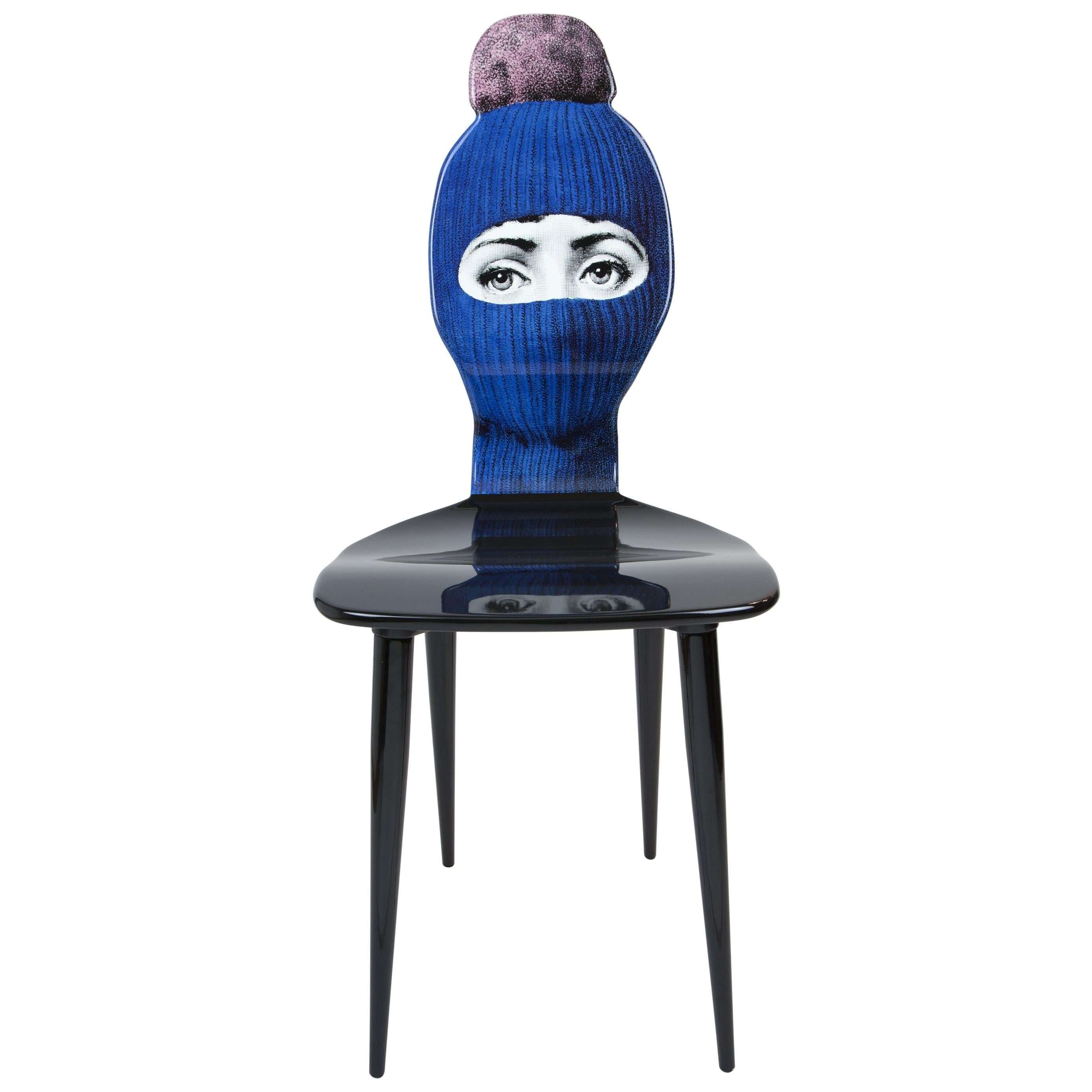 Fornasetti Chair Lux Gstaad Blue Ponpon Pink Hand Painted Wood