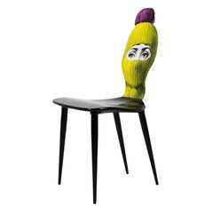 Fornasetti Chair Lux Gstaad Yellow Ponpon Bright Pink Hand Painted Wood