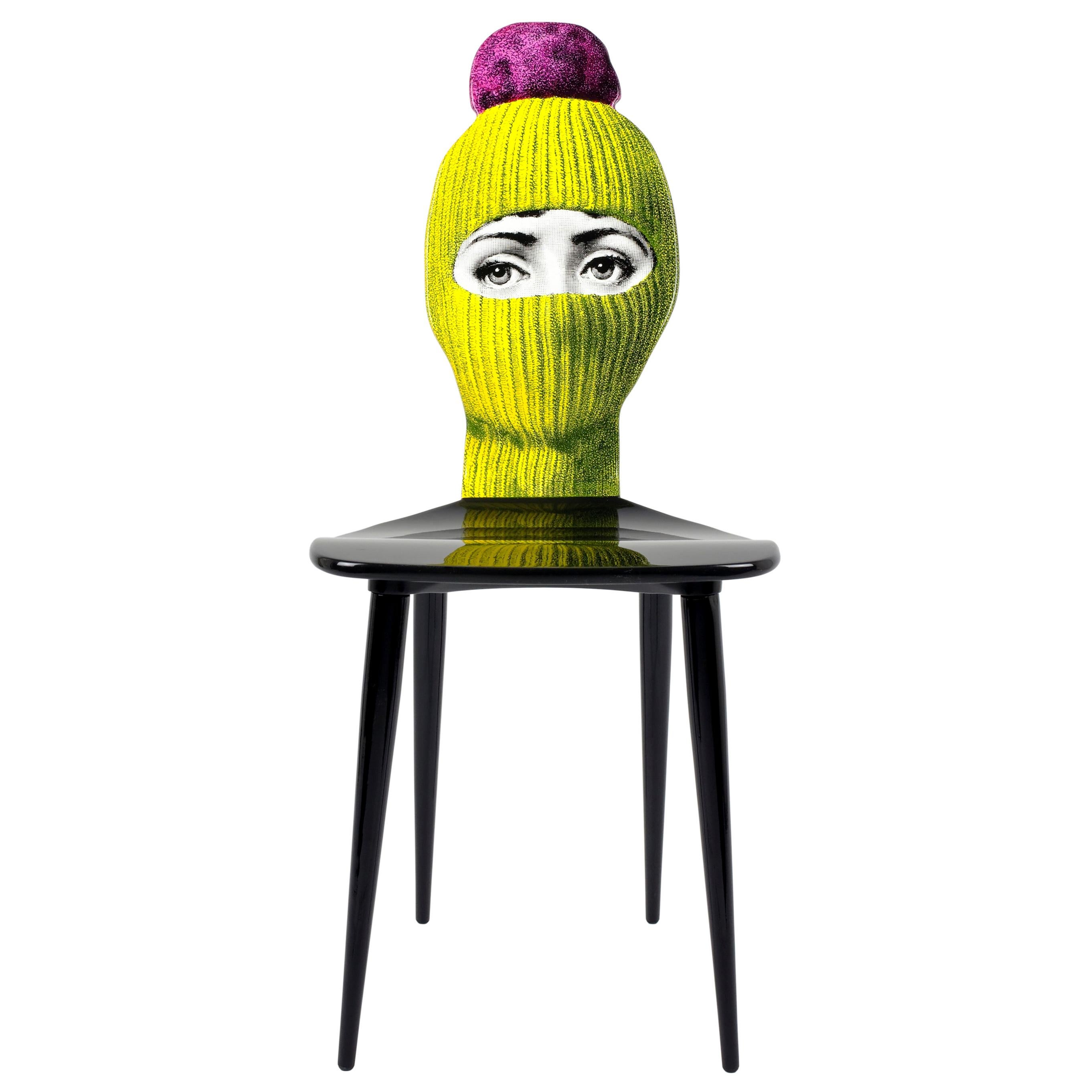 Fornasetti Chair Lux Gstaad Yellow Ponpon Bright Pink Hand Painted Wood