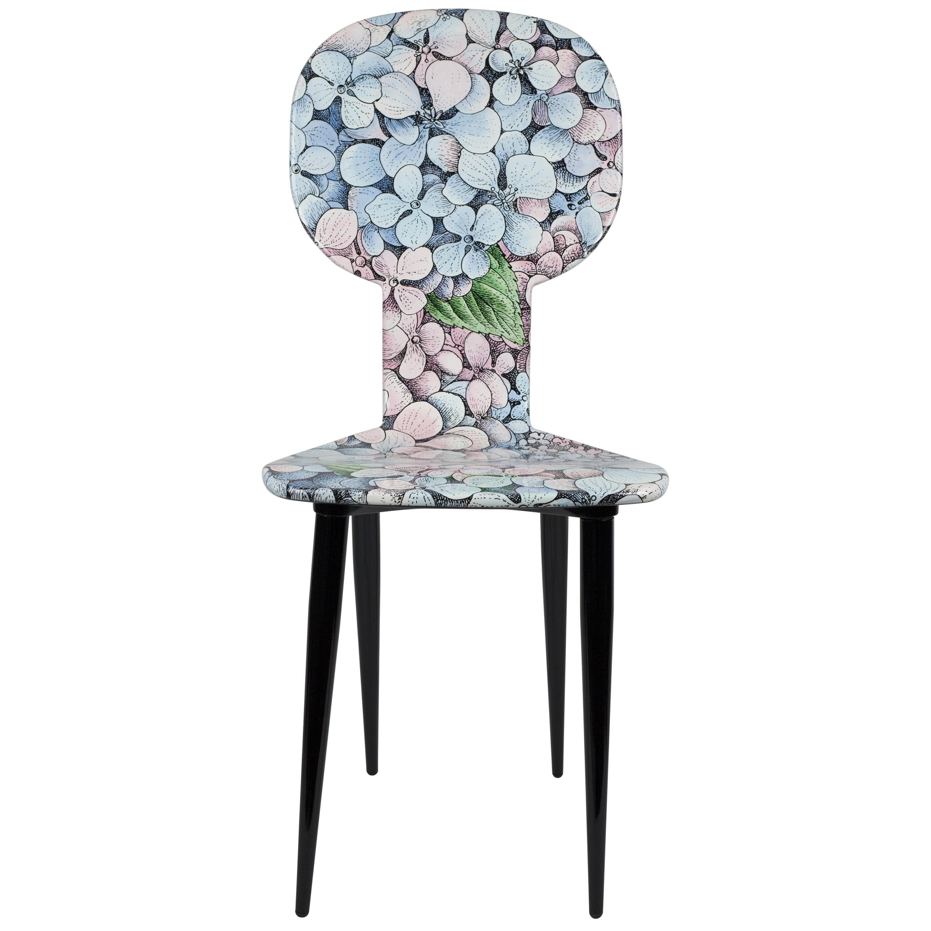 Fornasetti Chair Ortensia Hydrangea Hand-Colored Wood