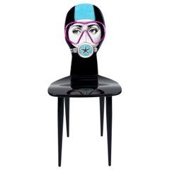 Fornasetti Chair Silviasub Scuba Mask Handcrafted Wood